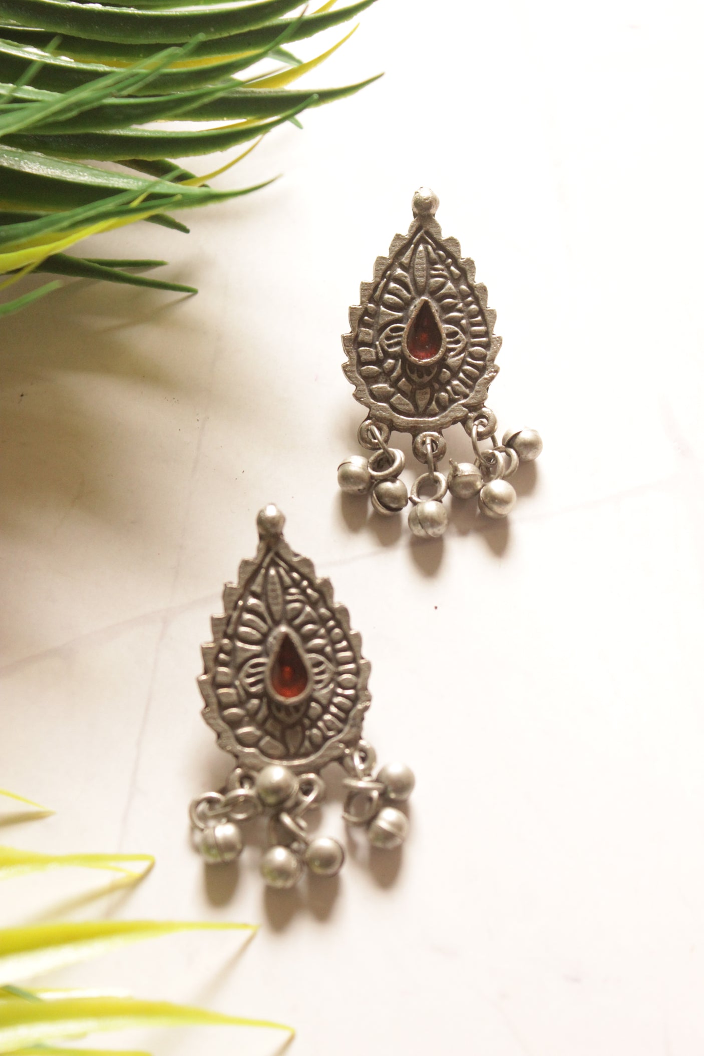 Oxidised Finish Metal Choker Necklace Set with Adjustable Length