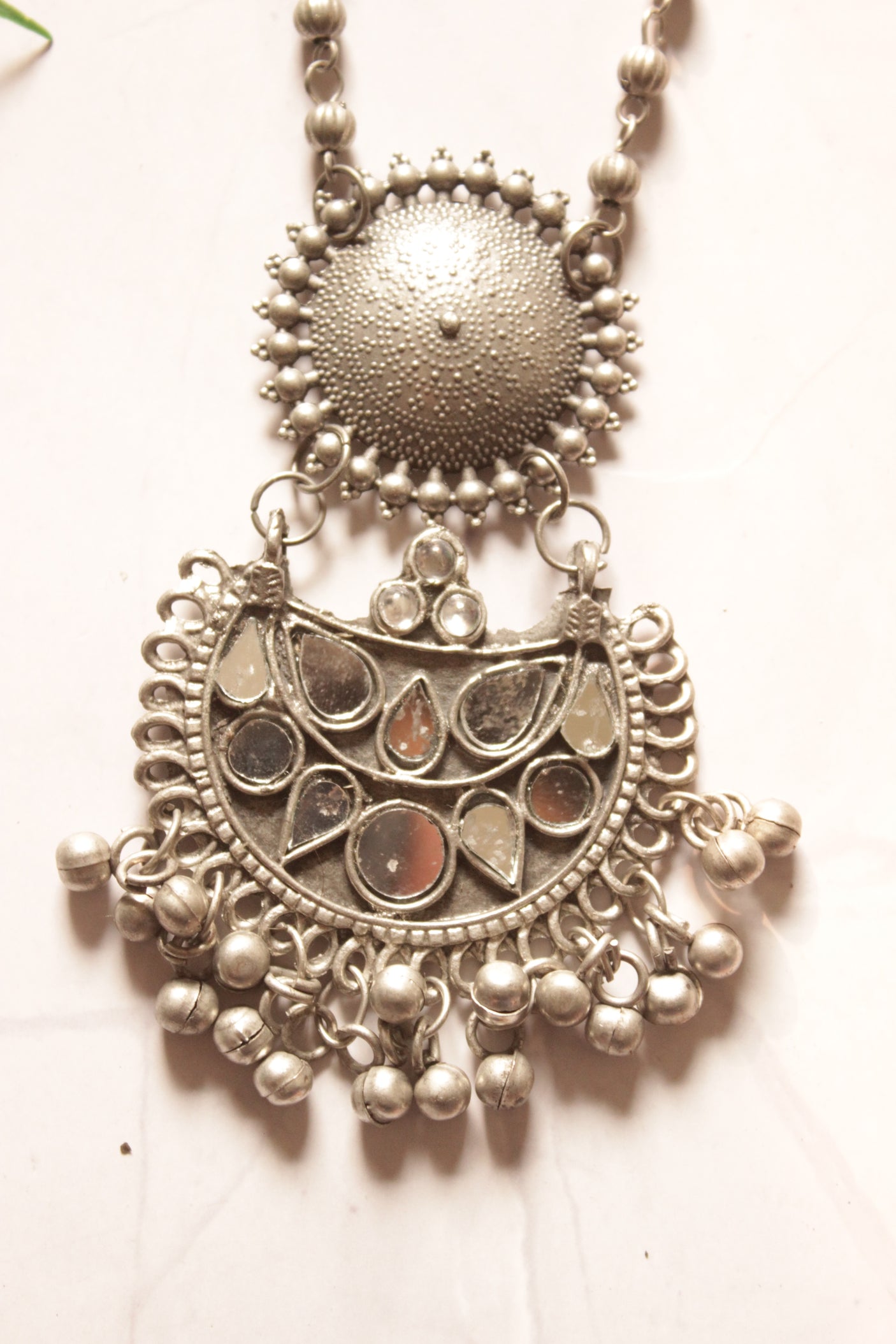 Oxidised Finish Long Chain Metal Necklace Set