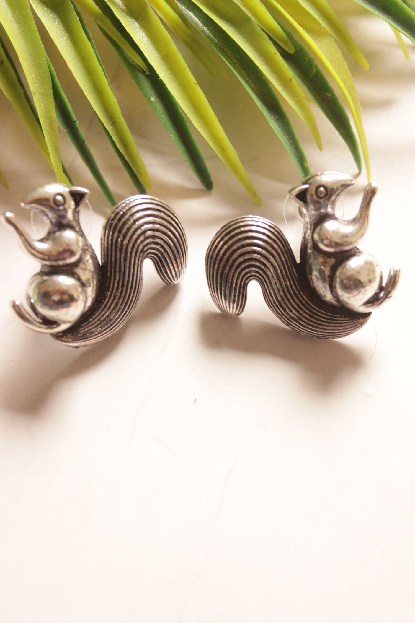 Quirky Squirrel Oxidised Finish Stud Earrings
