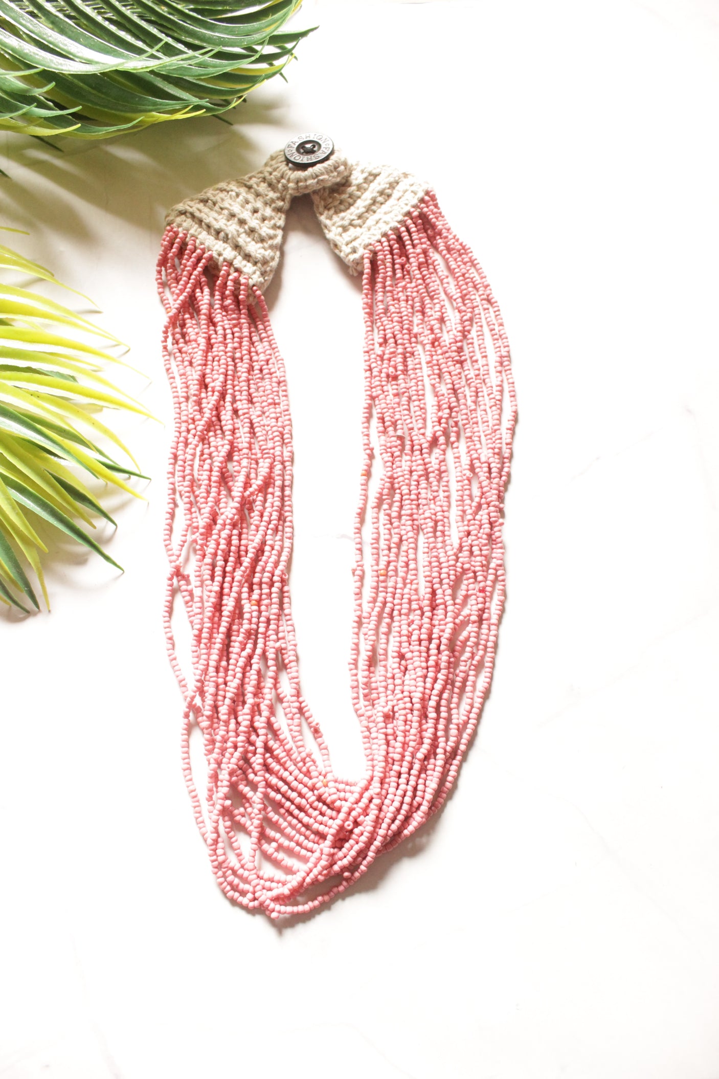 Earthy Pink Beads Hand Beaded Multi-Layer Necklace Set