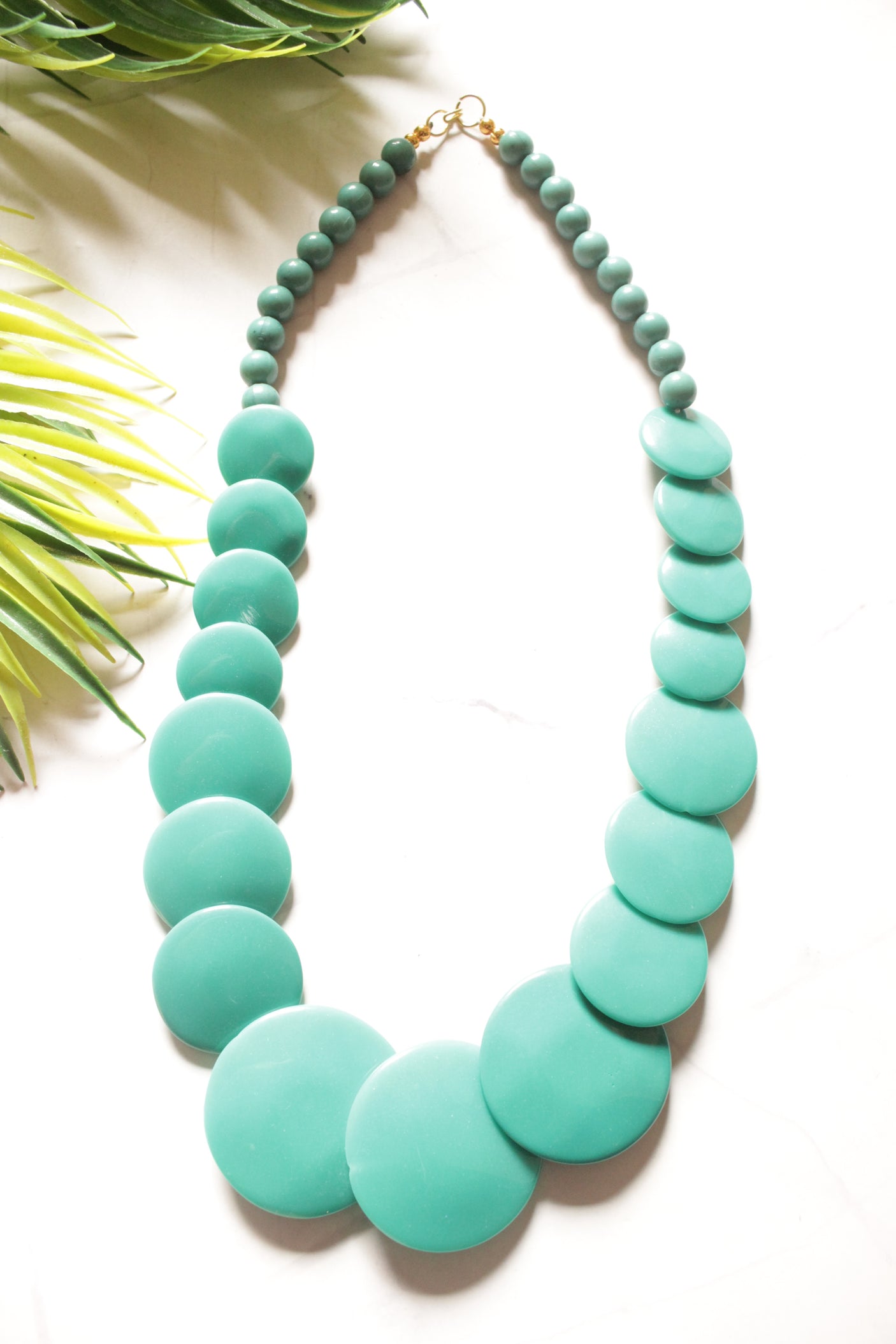 Blue Resin Circular Chips Necklace