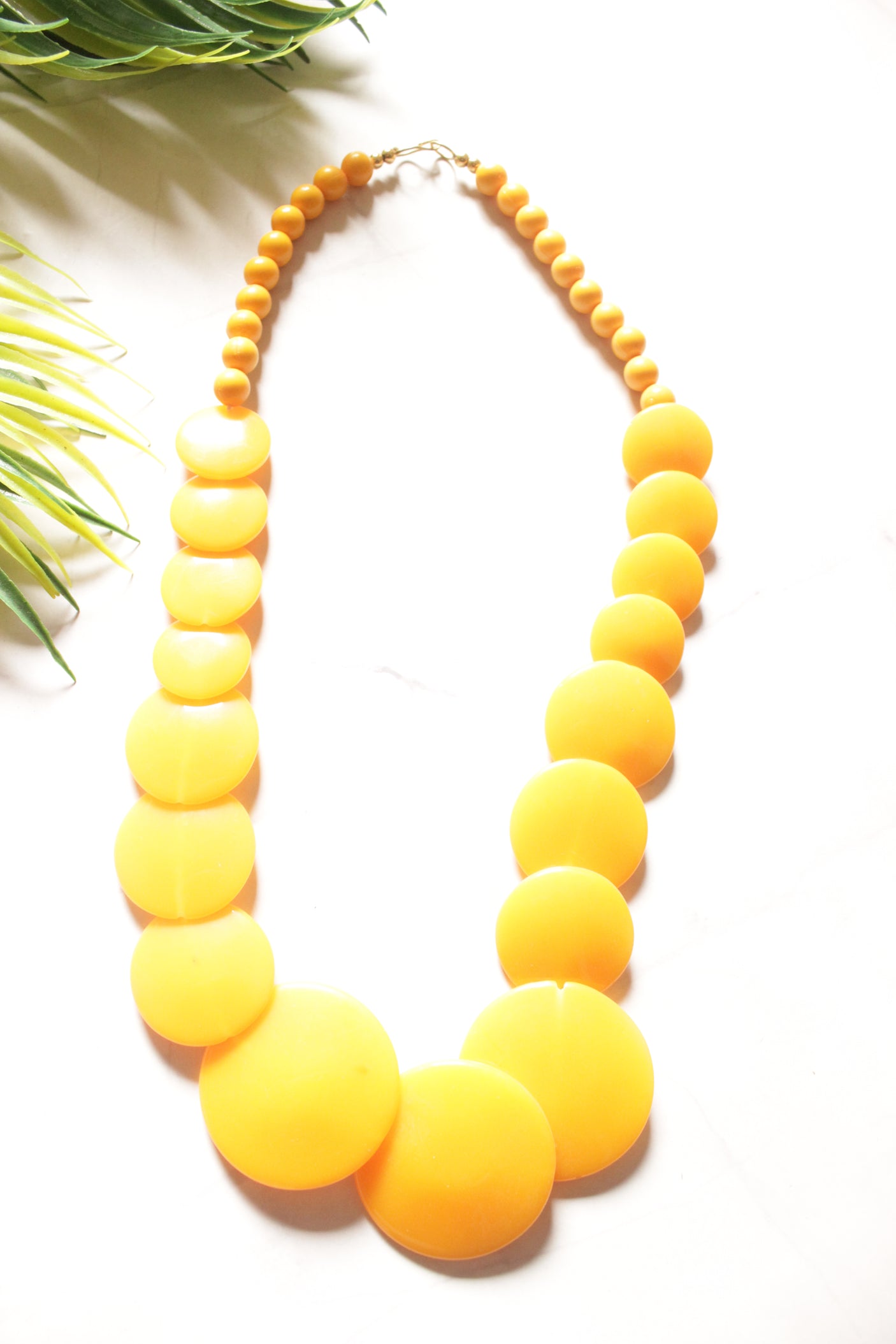 Yellow Resin Circular Chips Necklace