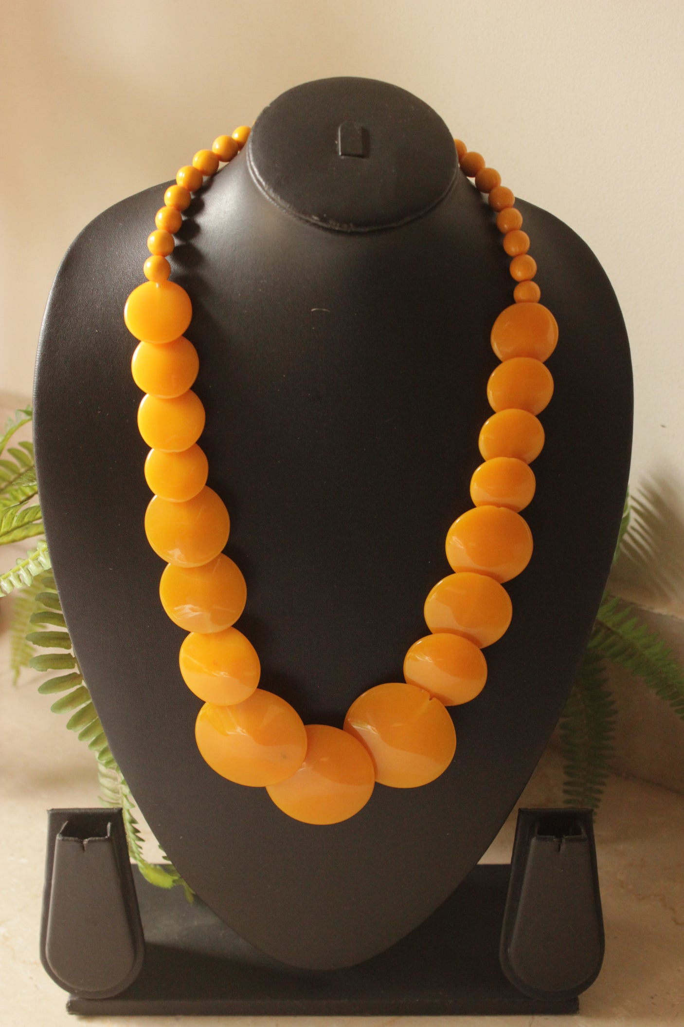 Yellow Resin Circular Chips Necklace