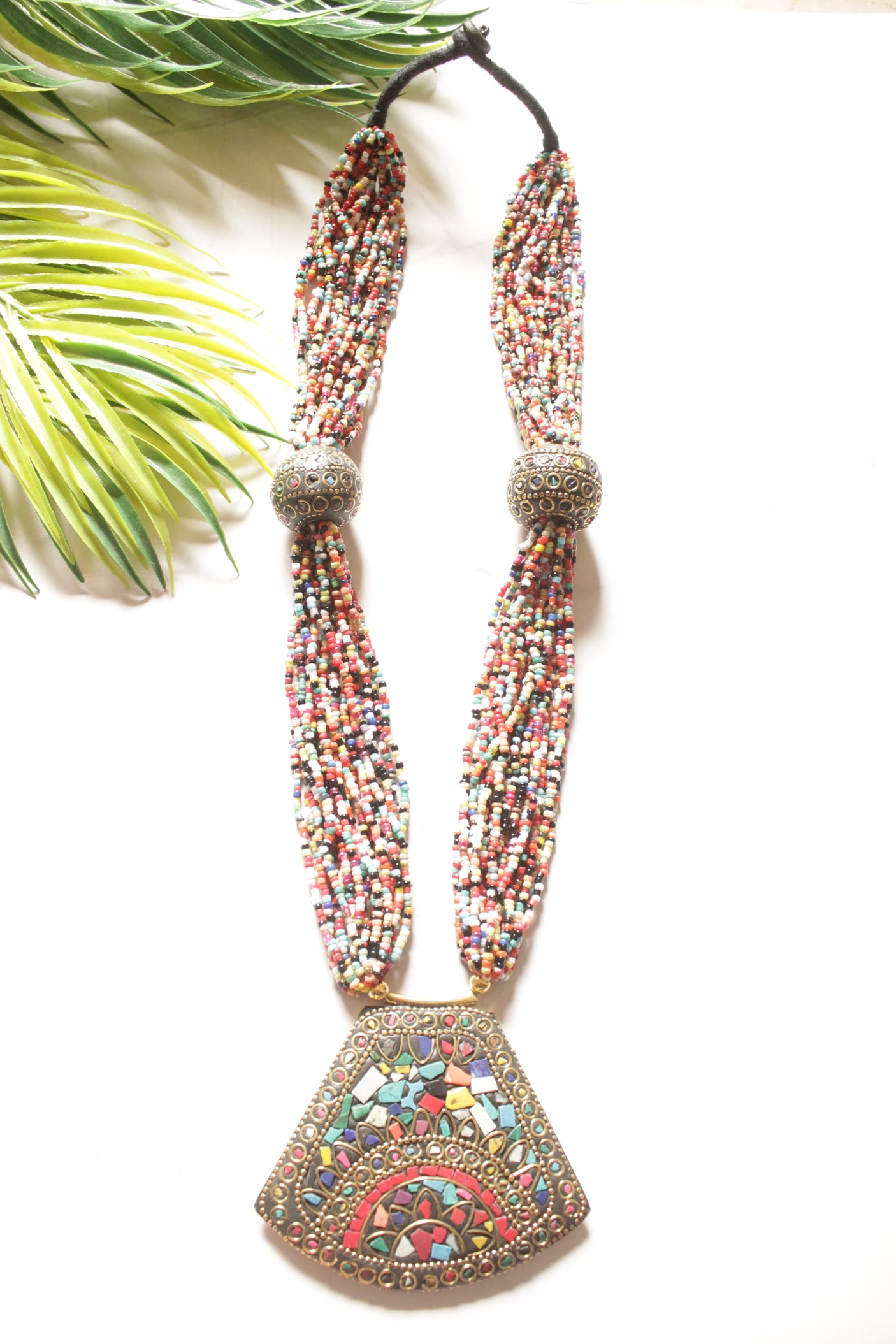 Multi-Color Beads Handcrafted Long Tibetan Necklace