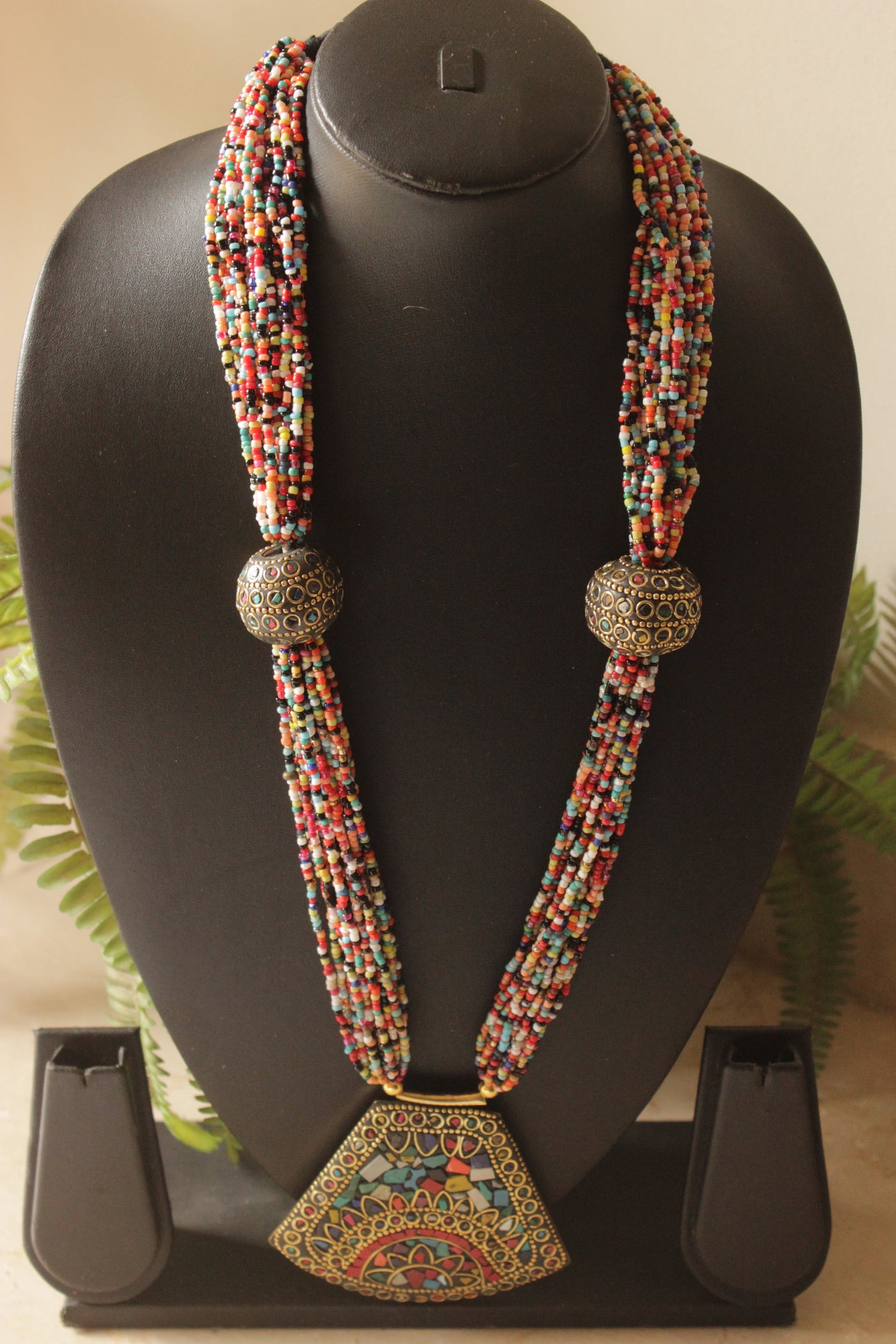 Multi-Color Beads Handcrafted Long Tibetan Necklace