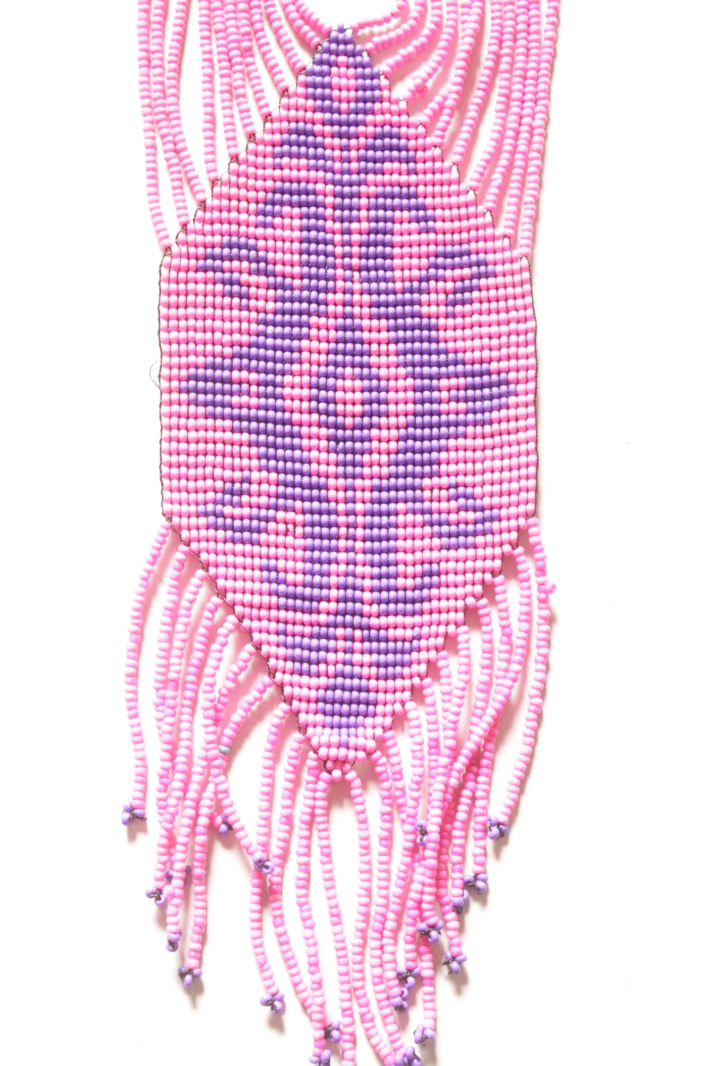 Pink and Purple Multi-Layer Hand Beaded Long Necklace Set