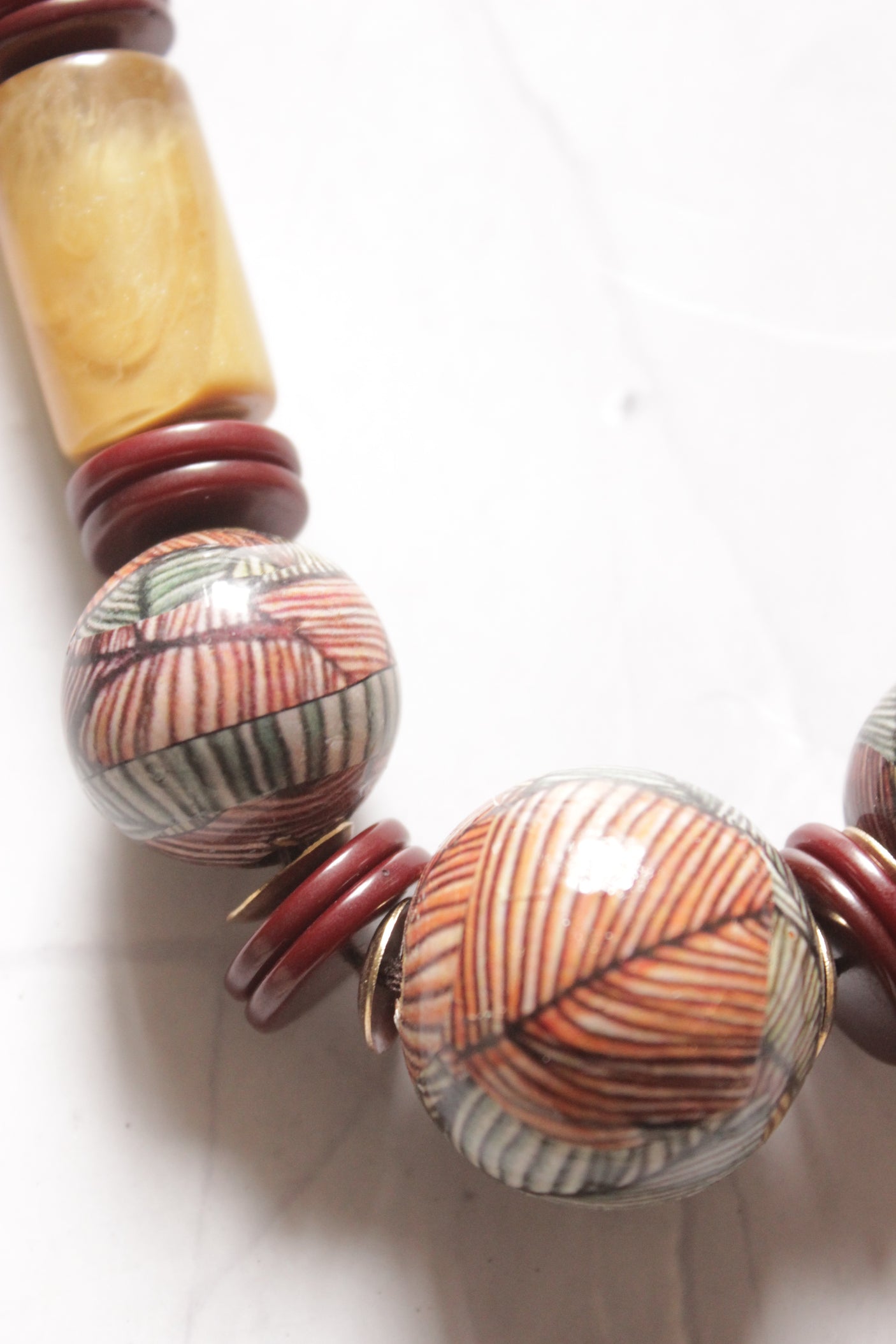 Wood and Resin Beads Handmade Necklace