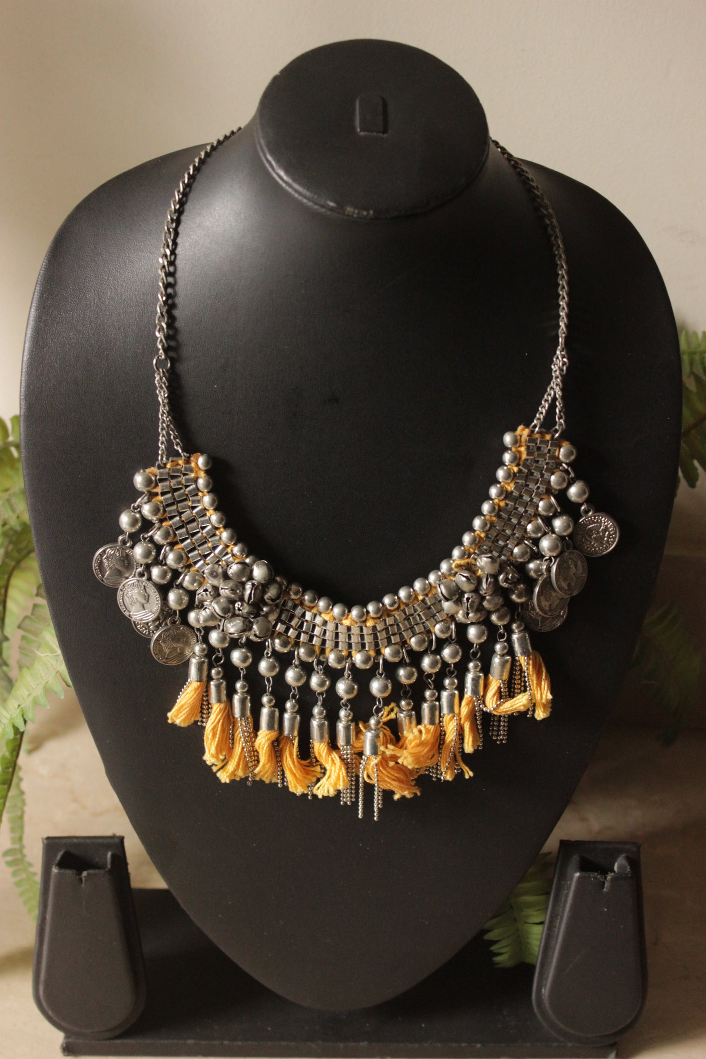 Metal Charms and Stamped Metal Coins Handmade Boho Necklace