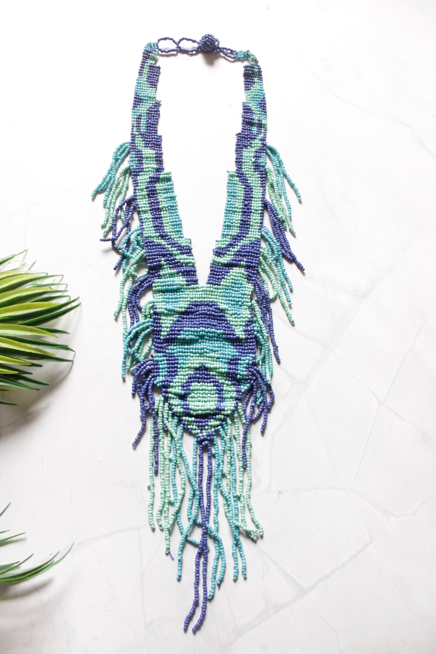 Shades of Blue Braided Beads Necklace