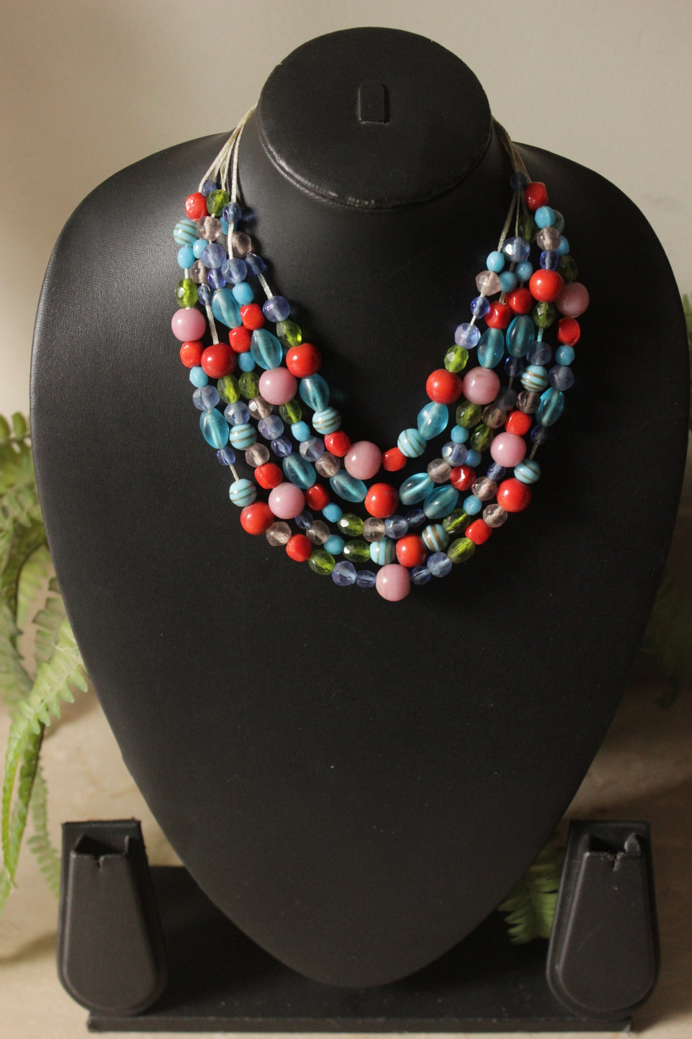 Glass and Resin Beads 5 Layer Handmade Necklace