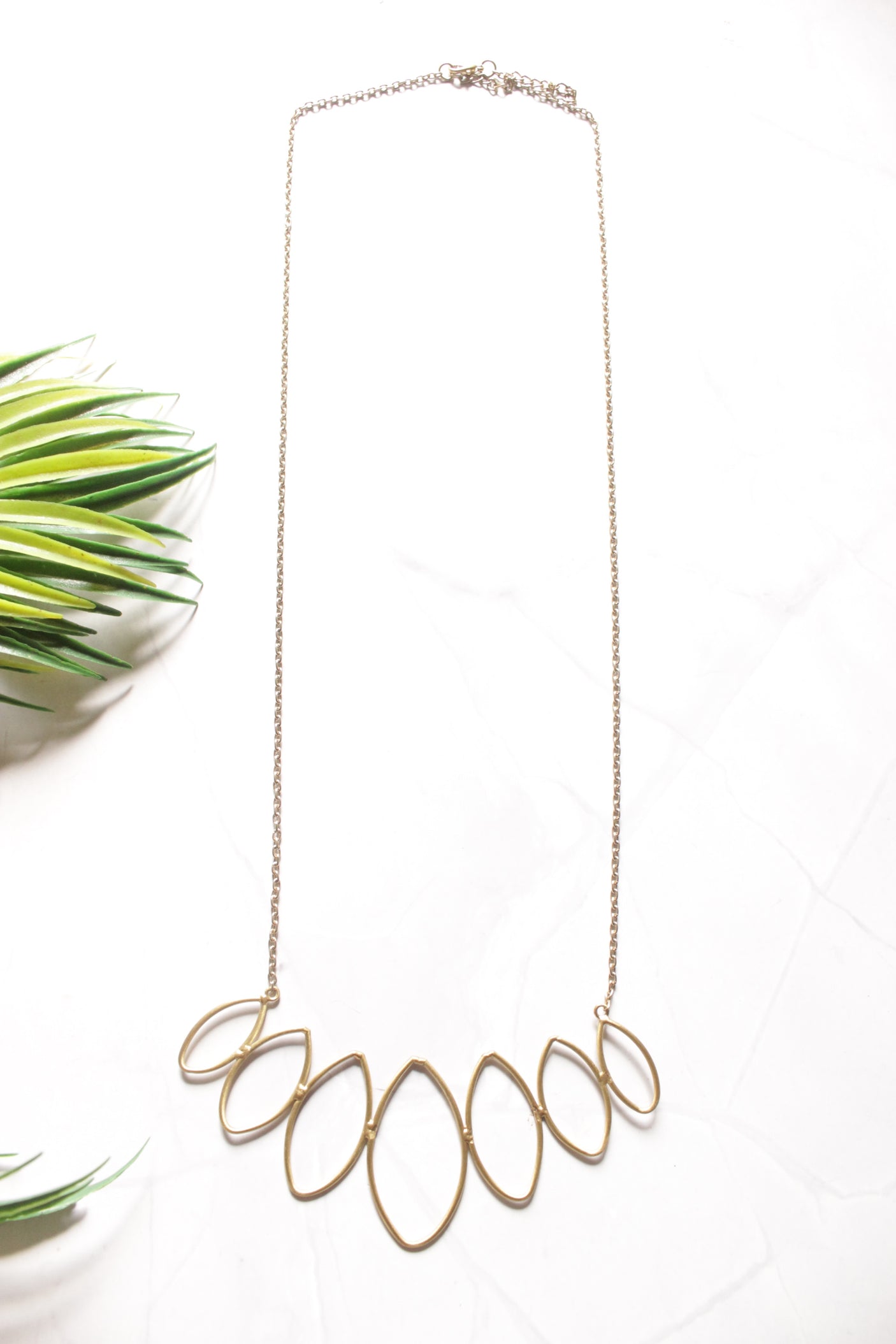 Gold Finish Minimalist Long Chain Necklace