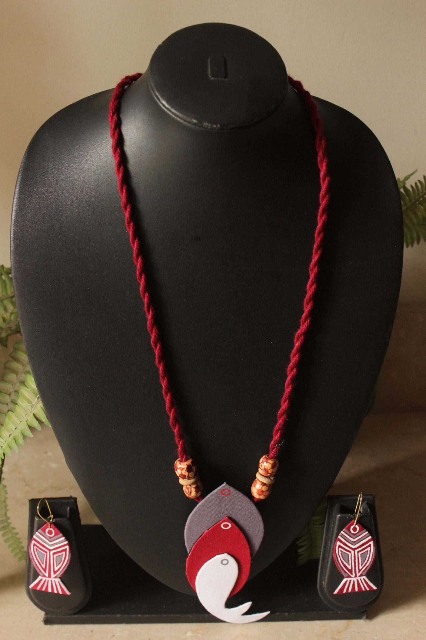 Fish Pendant Handmade Fabric Necklace Set