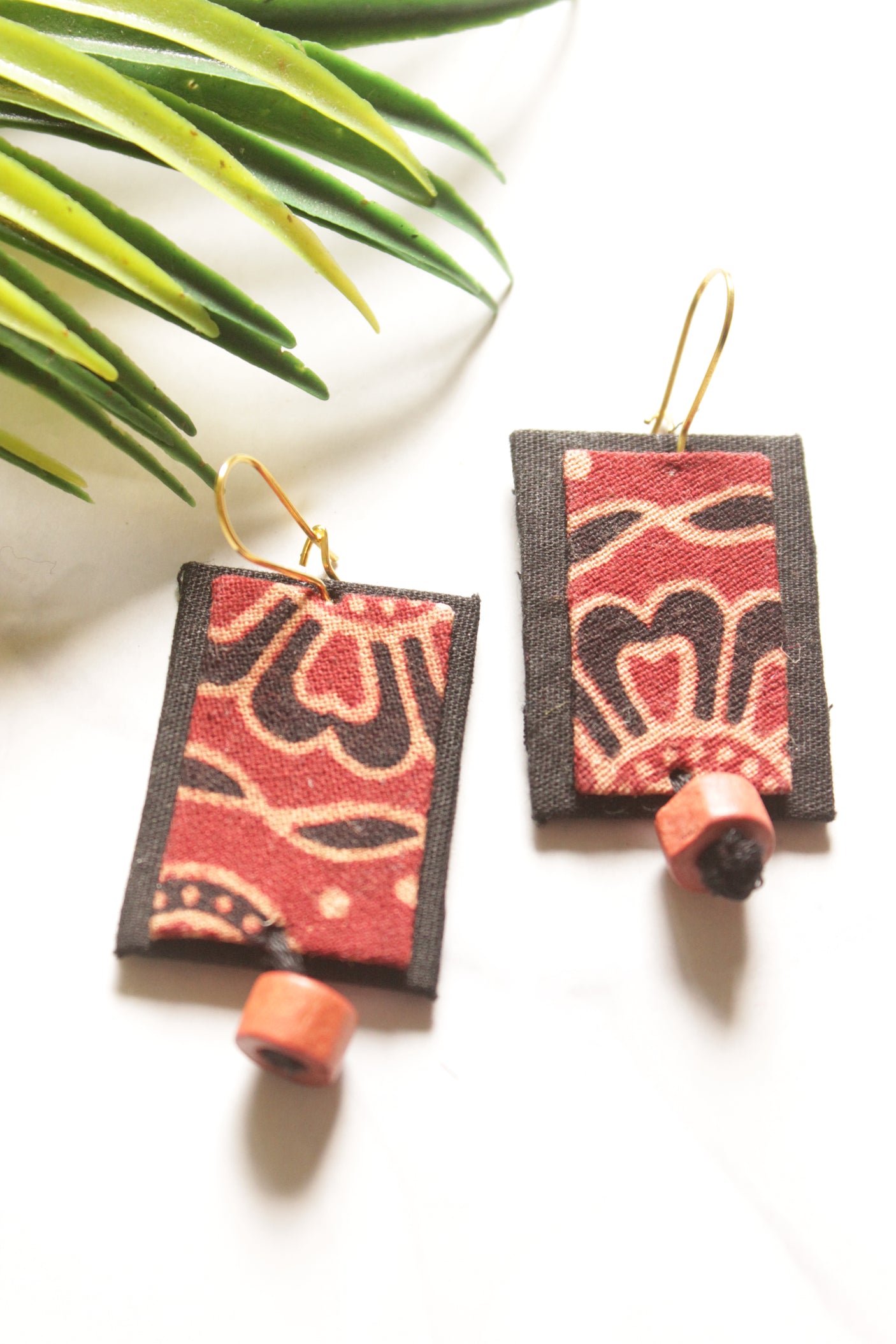 Ajrakh Fabric Handmade Necklace Set with Adjustable Thread Closure