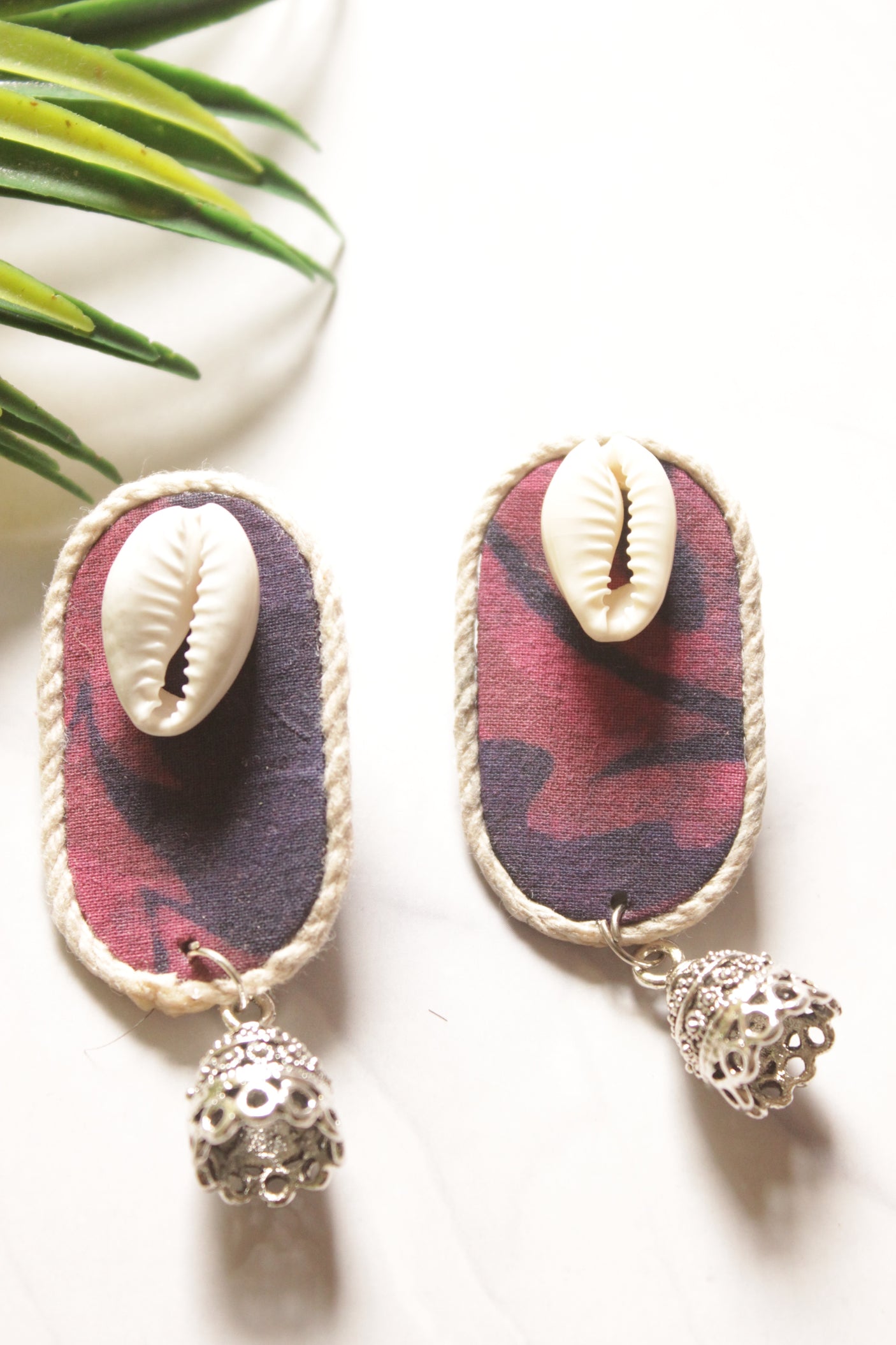 Cotton Fabric and Jute Earrings with Jhumka