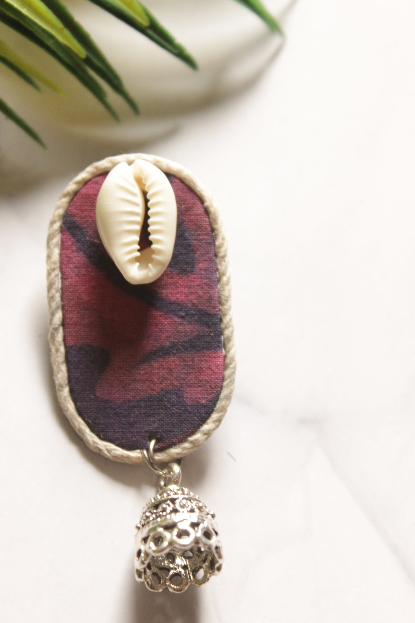 Cotton Fabric and Jute Earrings with Jhumka