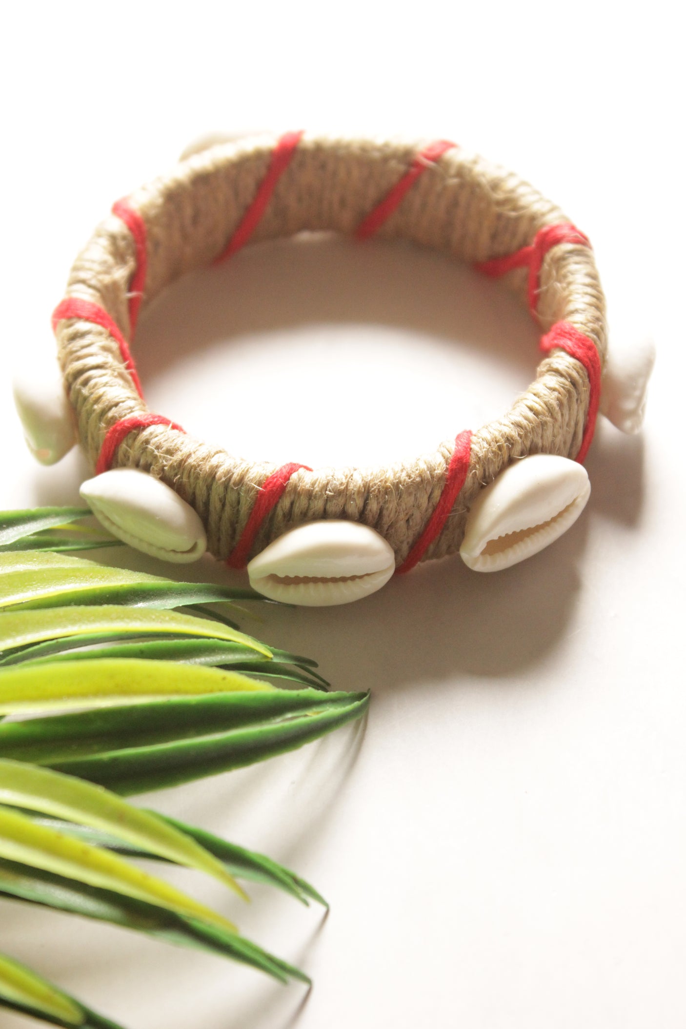 Hand Painted Fabric and Jute Necklace Set with 3 Bangles