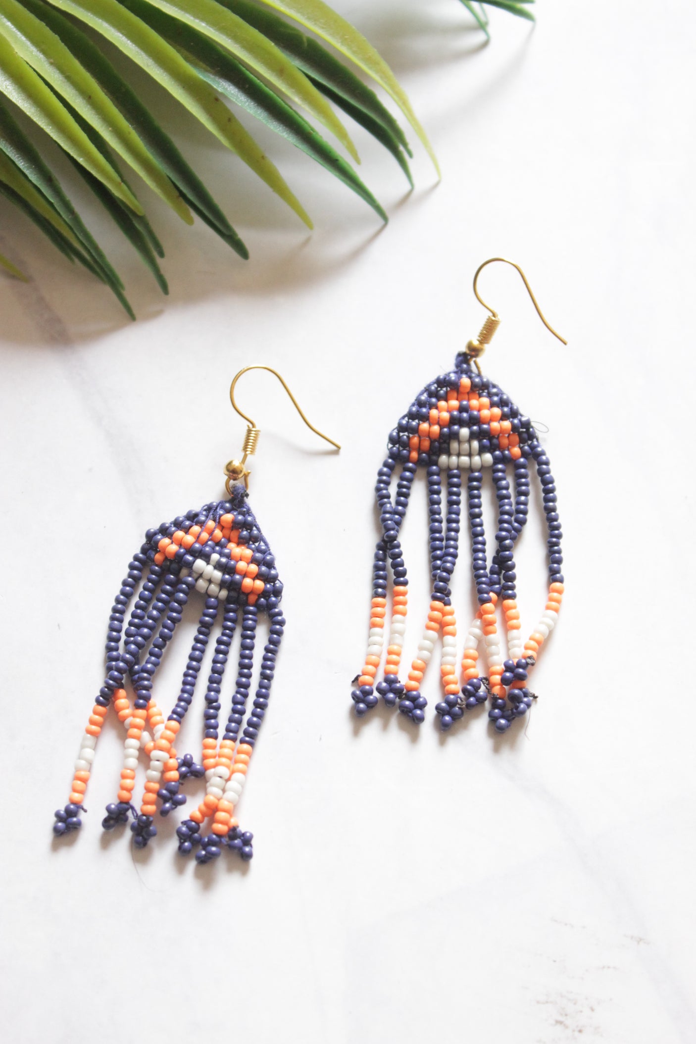 Royal Blue & Multi-Color Hand Beaded Long Necklace Set