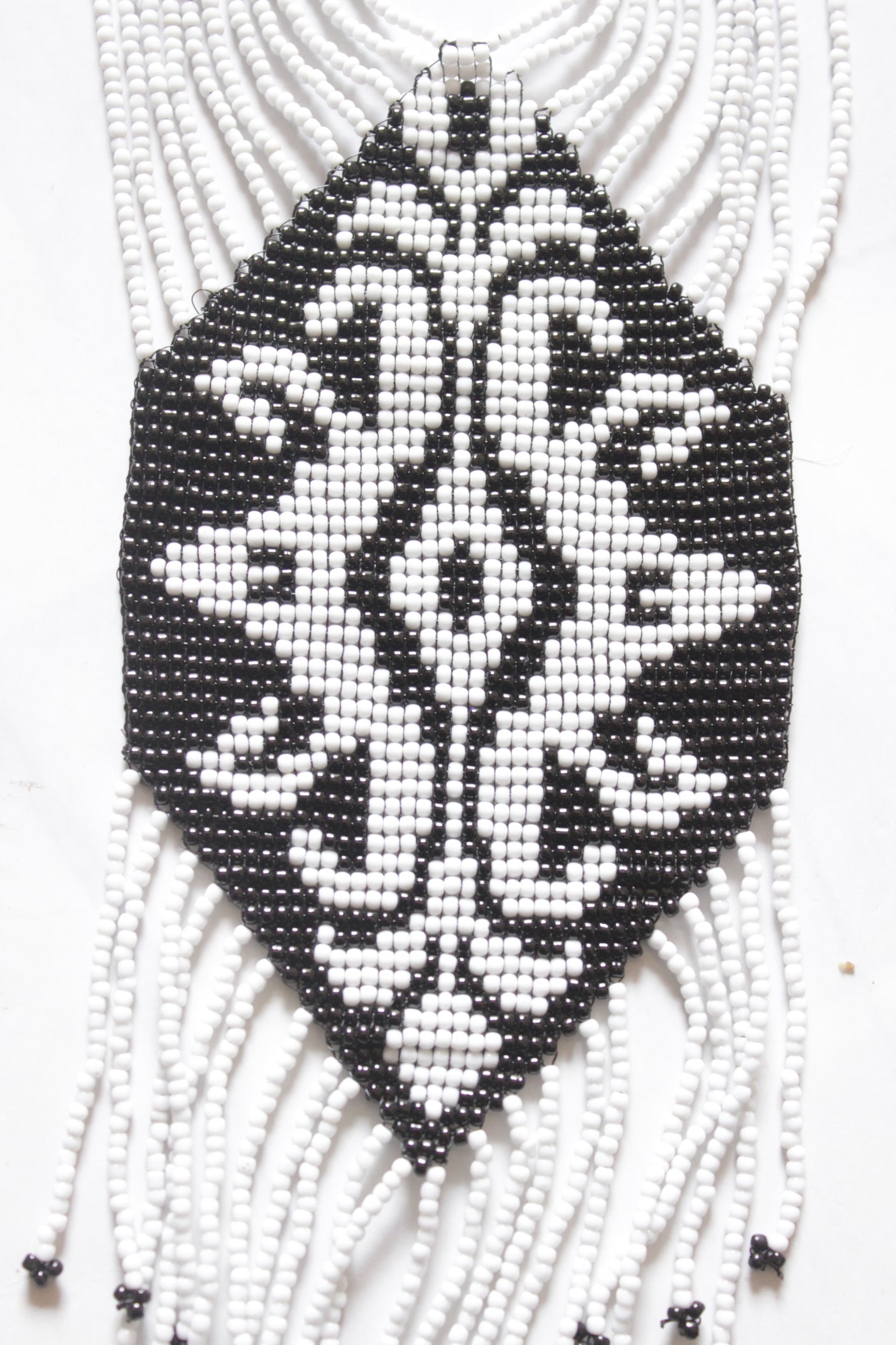 Monochrome Hand Beaded Long Necklace Set