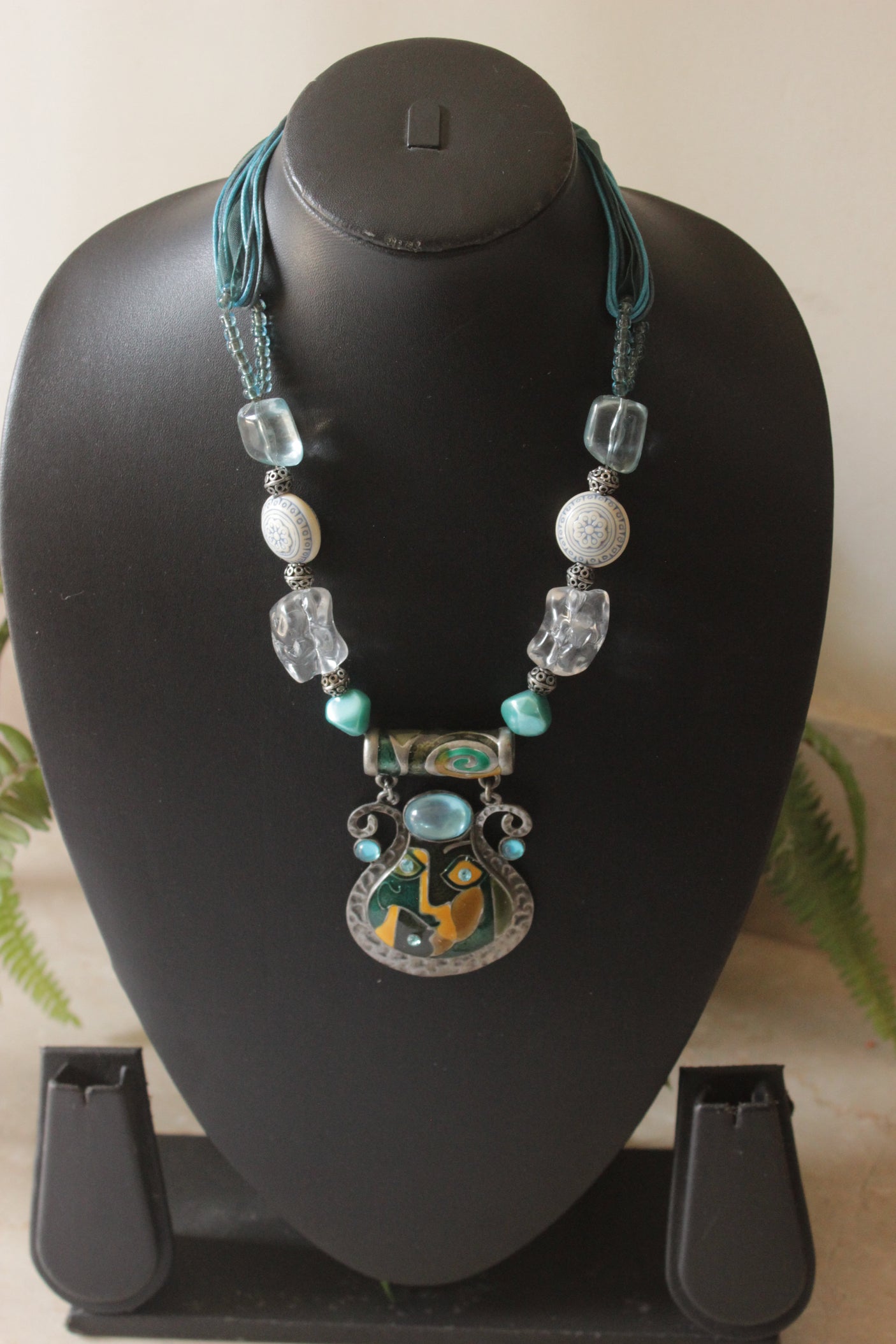 Hand Painted Pendant Boho Necklace