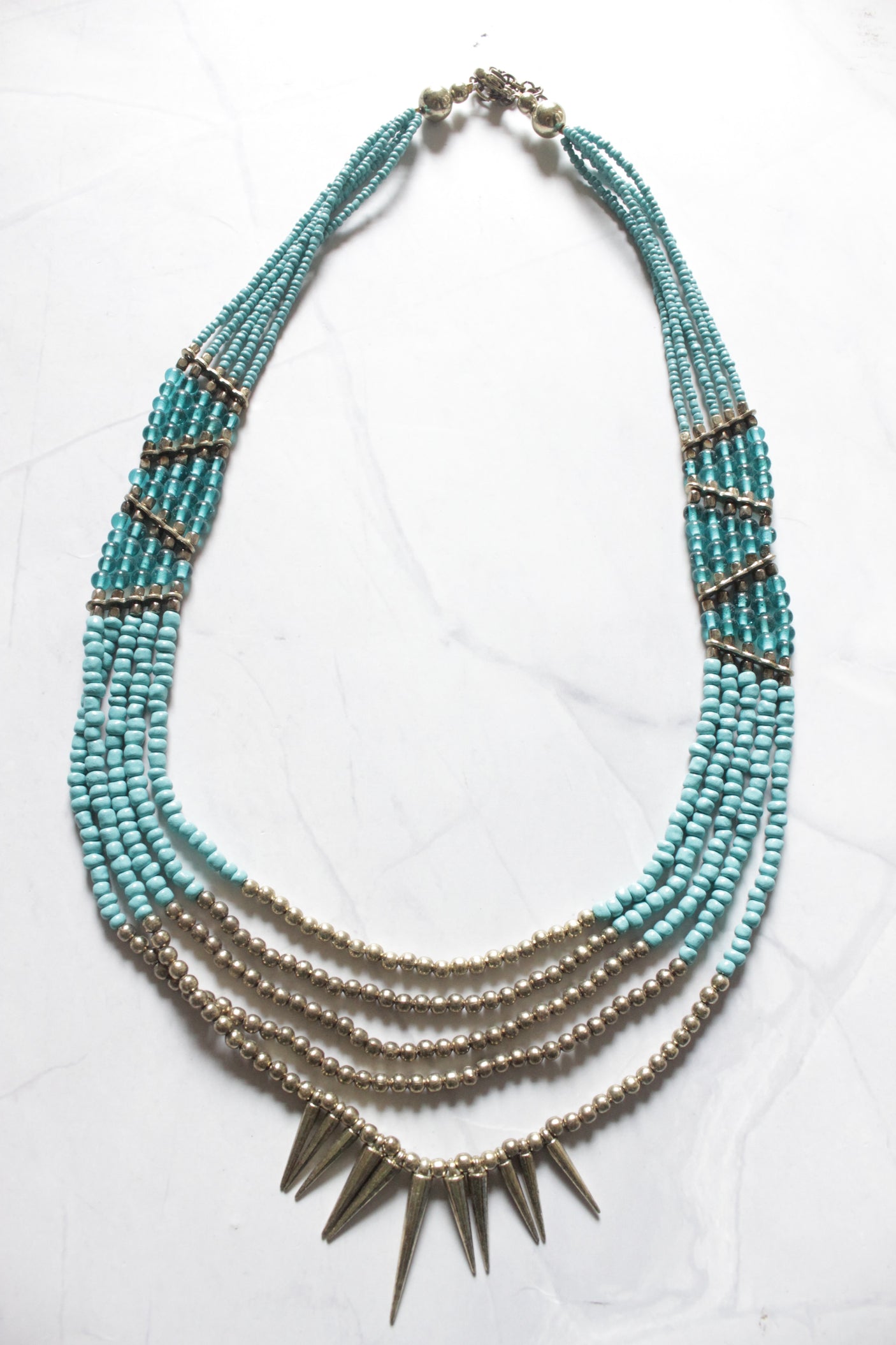 Acrylic and Metal Beads 4 Layer Boho Necklace
