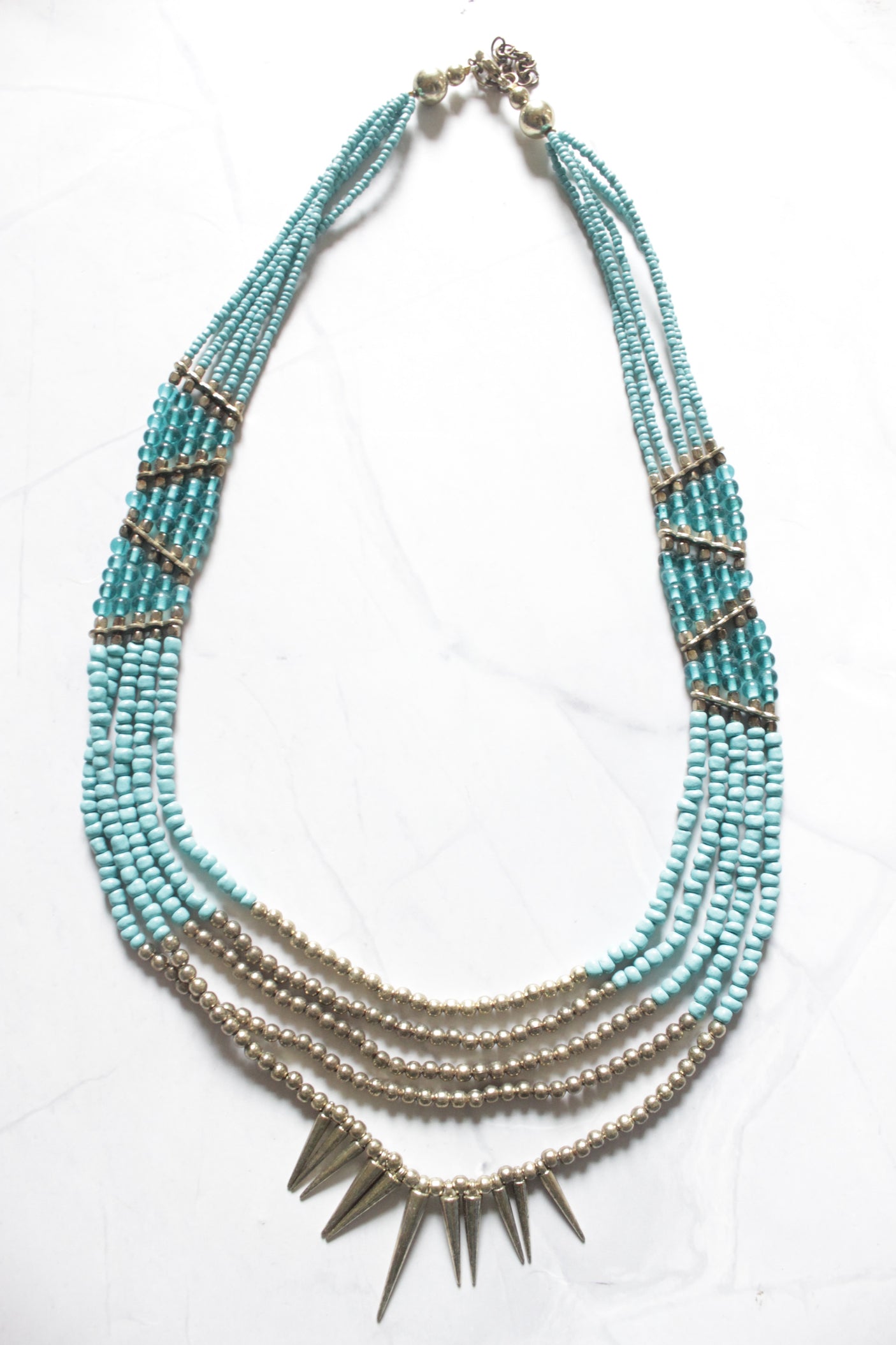 Acrylic and Metal Beads 4 Layer Boho Necklace