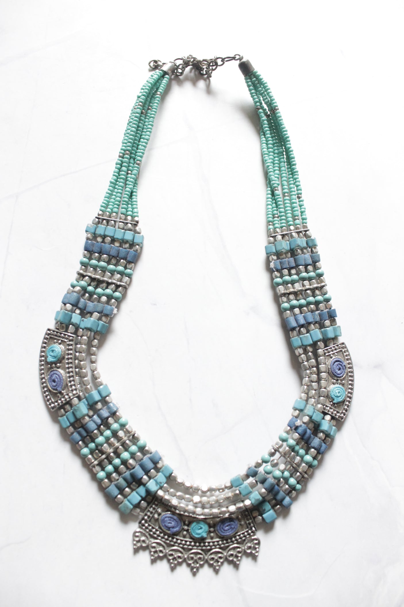 Acrylic and Metal Beads Multi Layer Boho Necklace