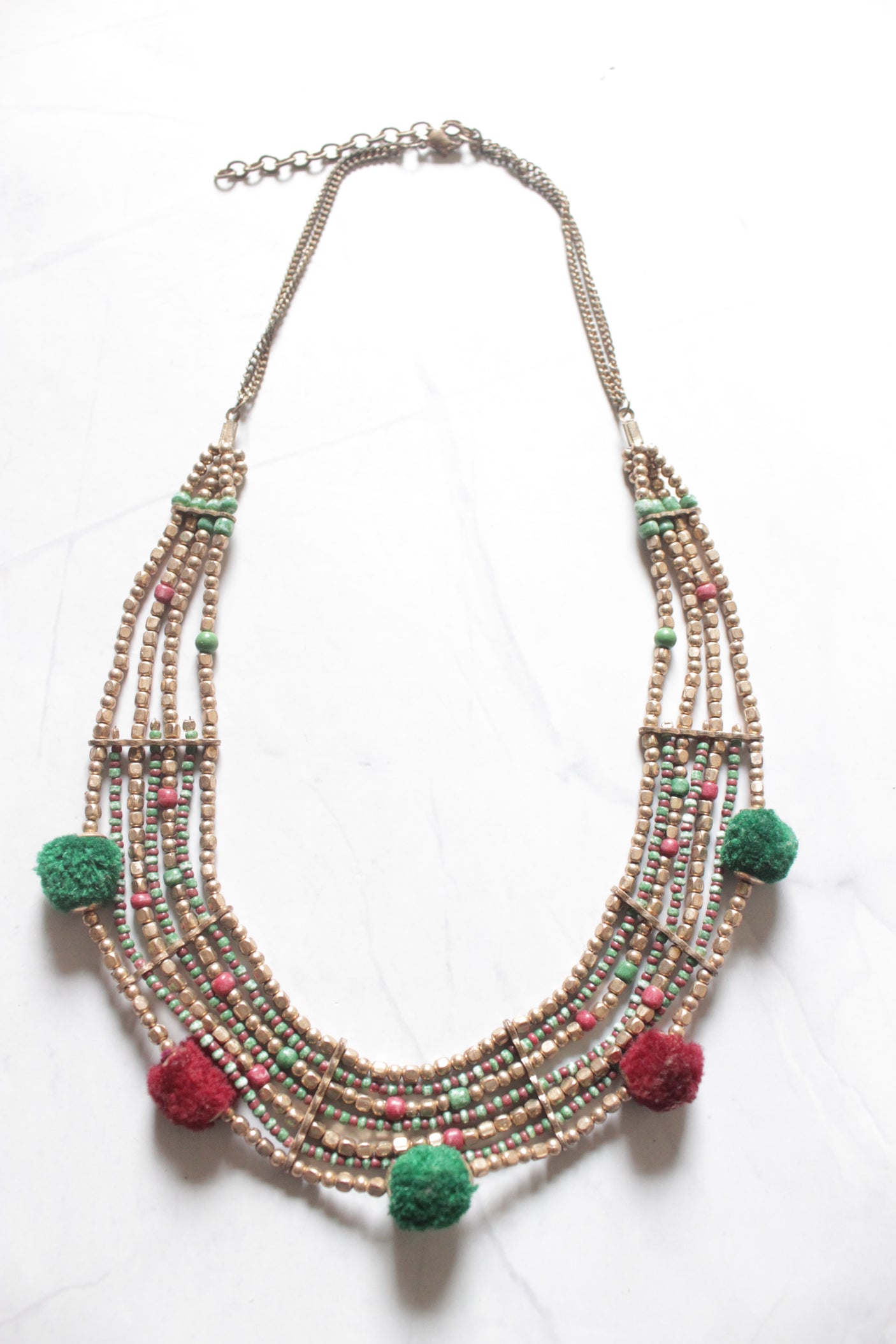 Bronze and Multi-Color Beads Boho Necklace