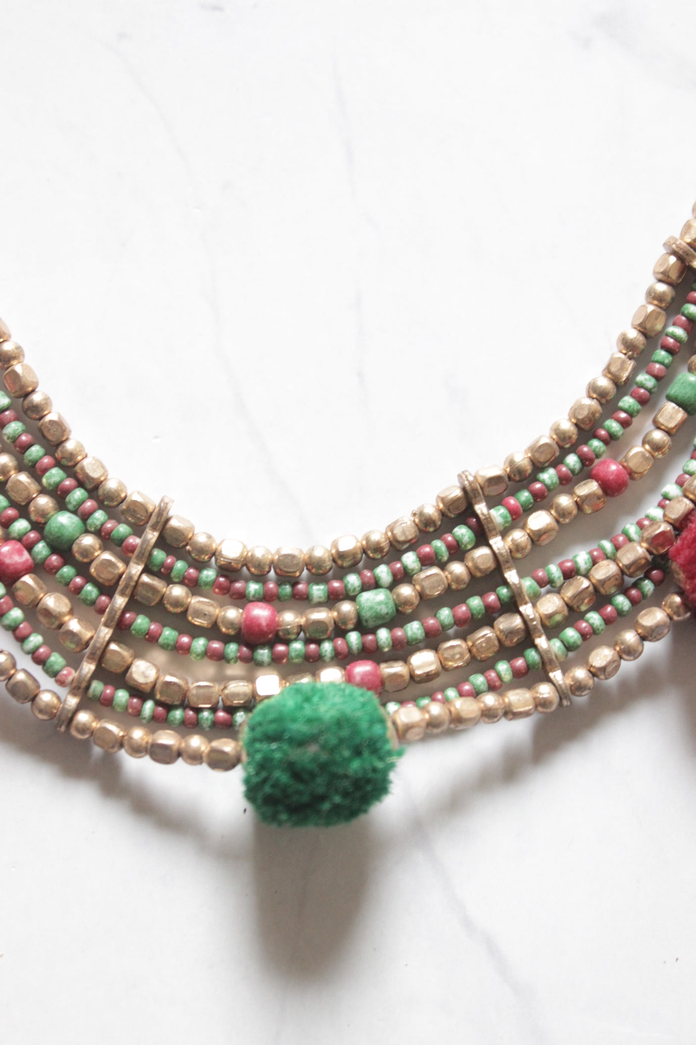 Bronze and Multi-Color Beads Boho Necklace