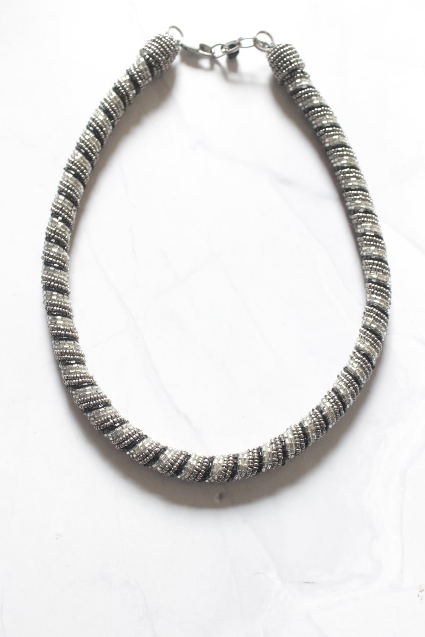 Black and Silver Beads Necklace