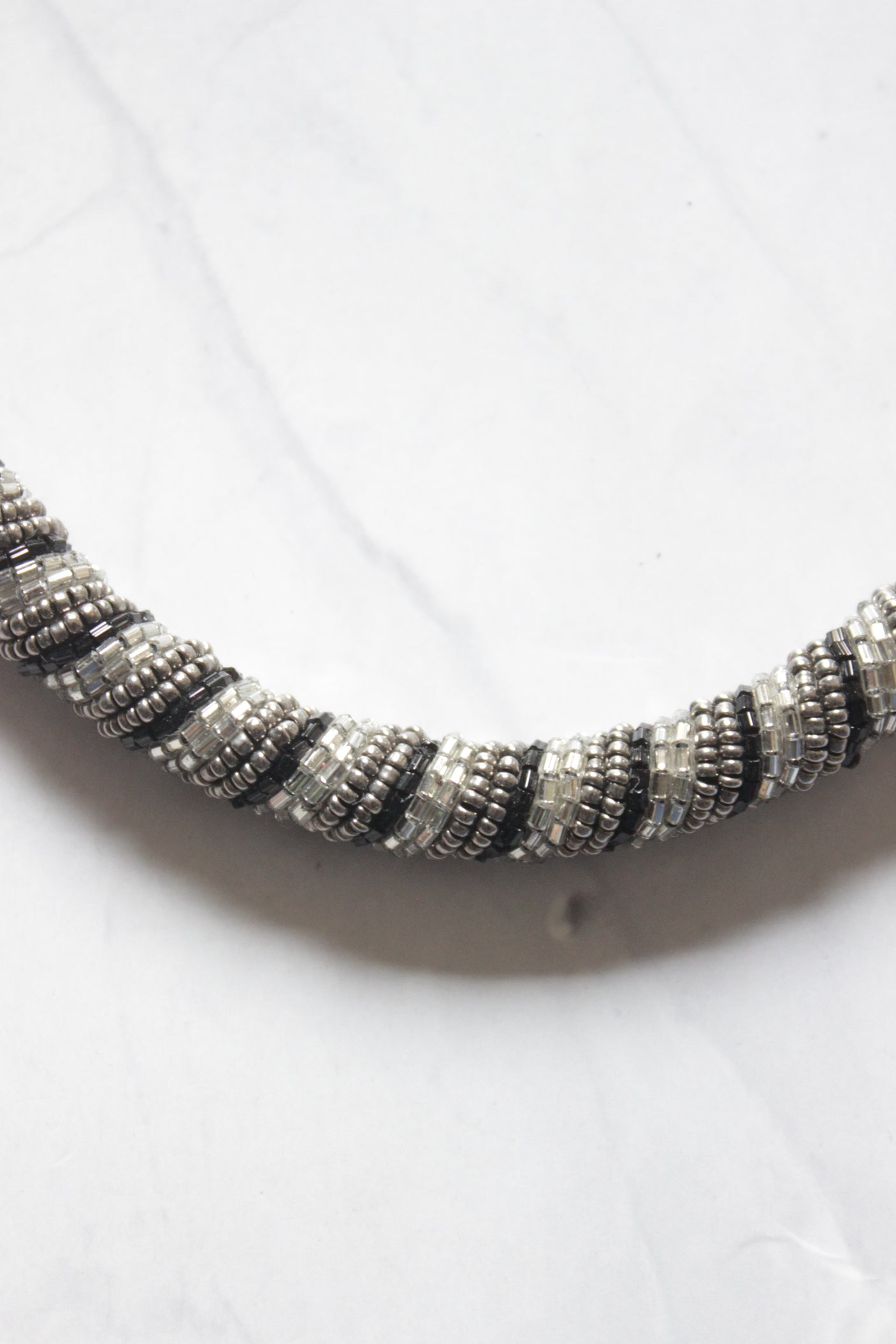 Black and Silver Beads Necklace