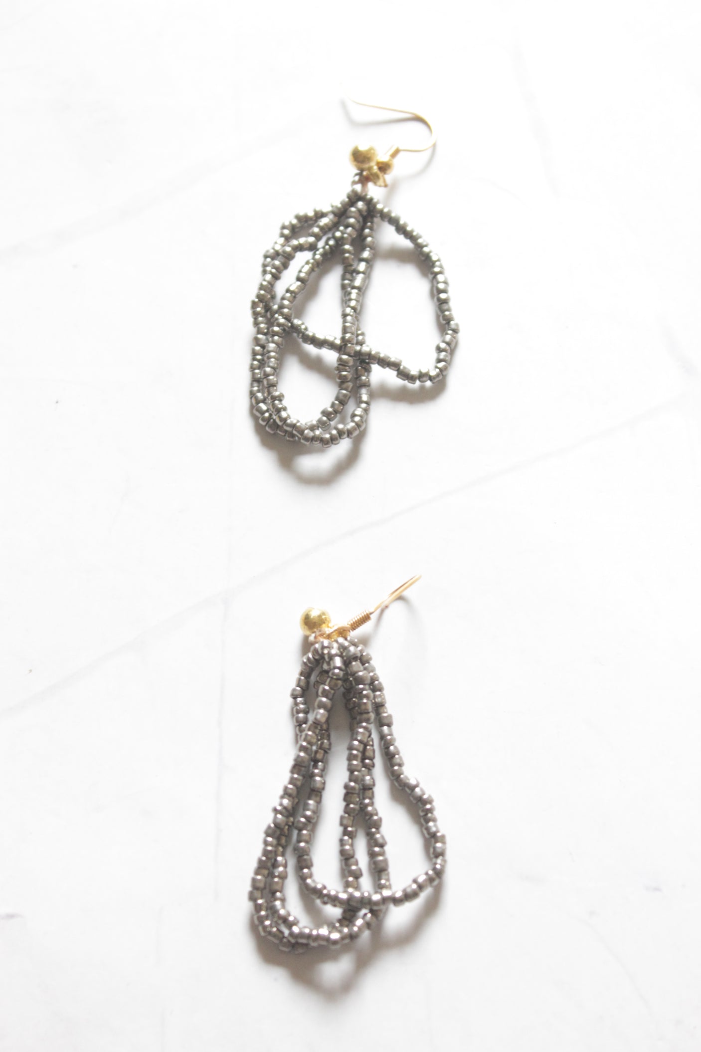 Grey and Gold Beads Multi-Layer Boho Necklace Set