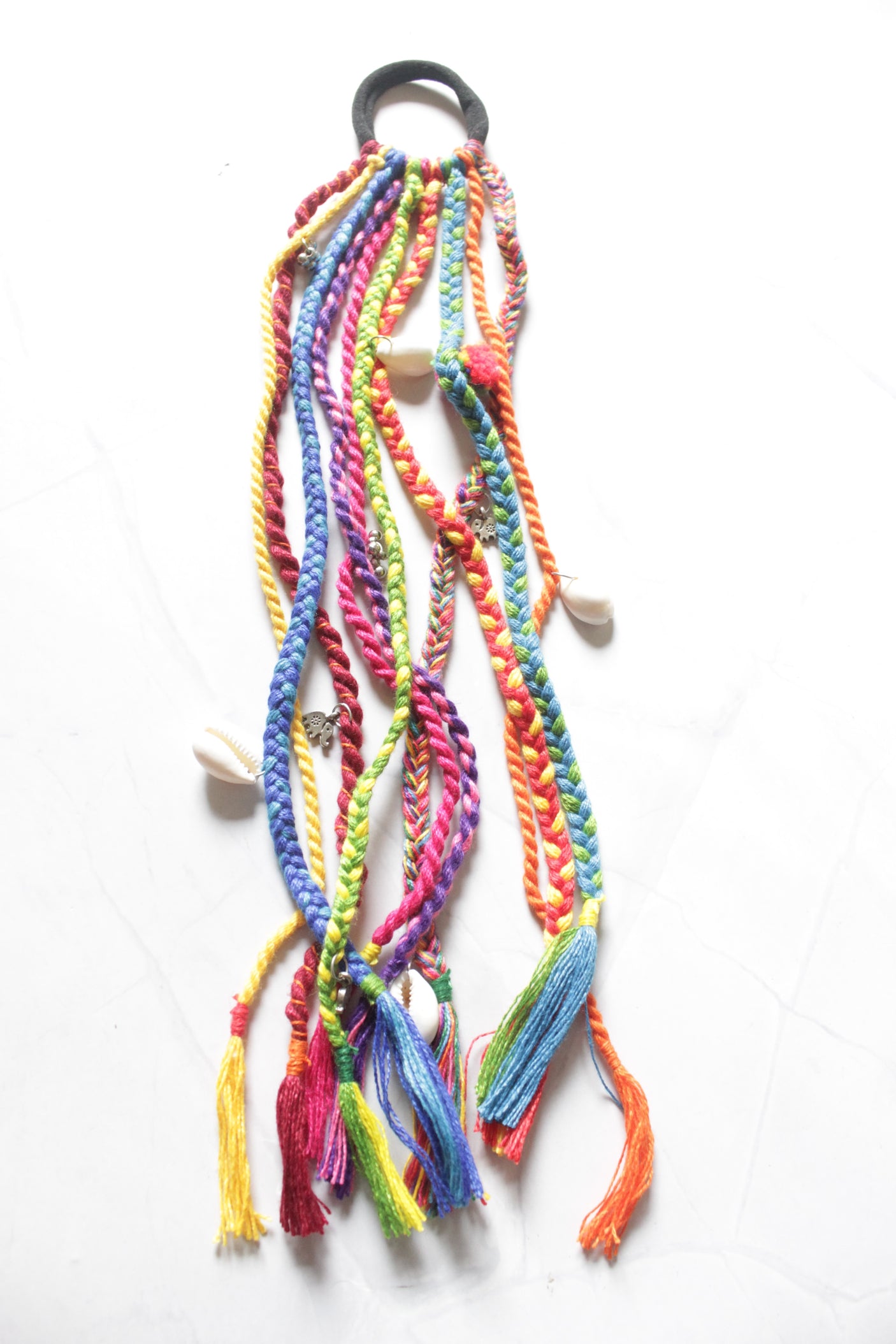 Multi-Color Hand Braided Threads and Metal Charms Hair Strings