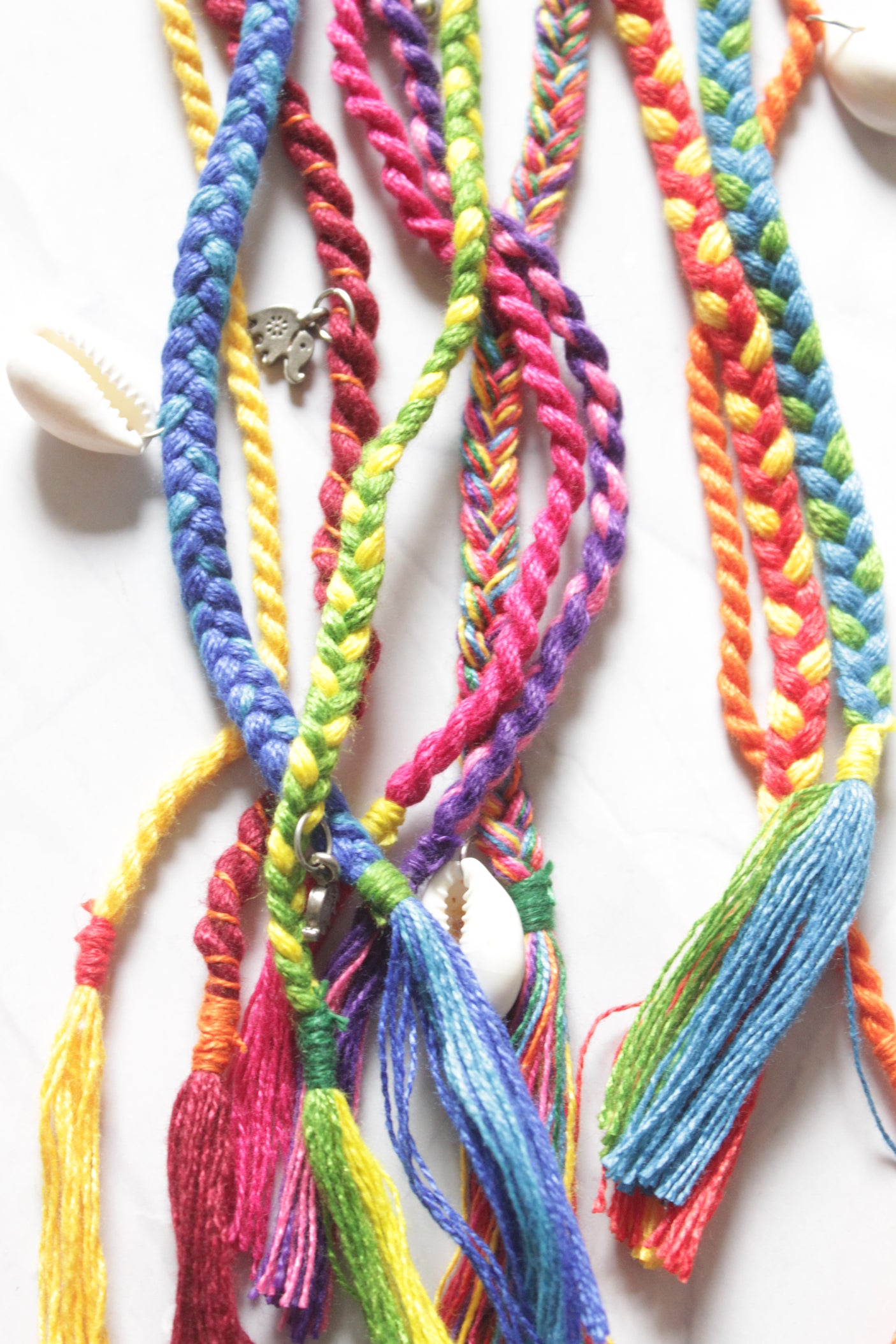 Multi-Color Hand Braided Threads and Metal Charms Hair Strings