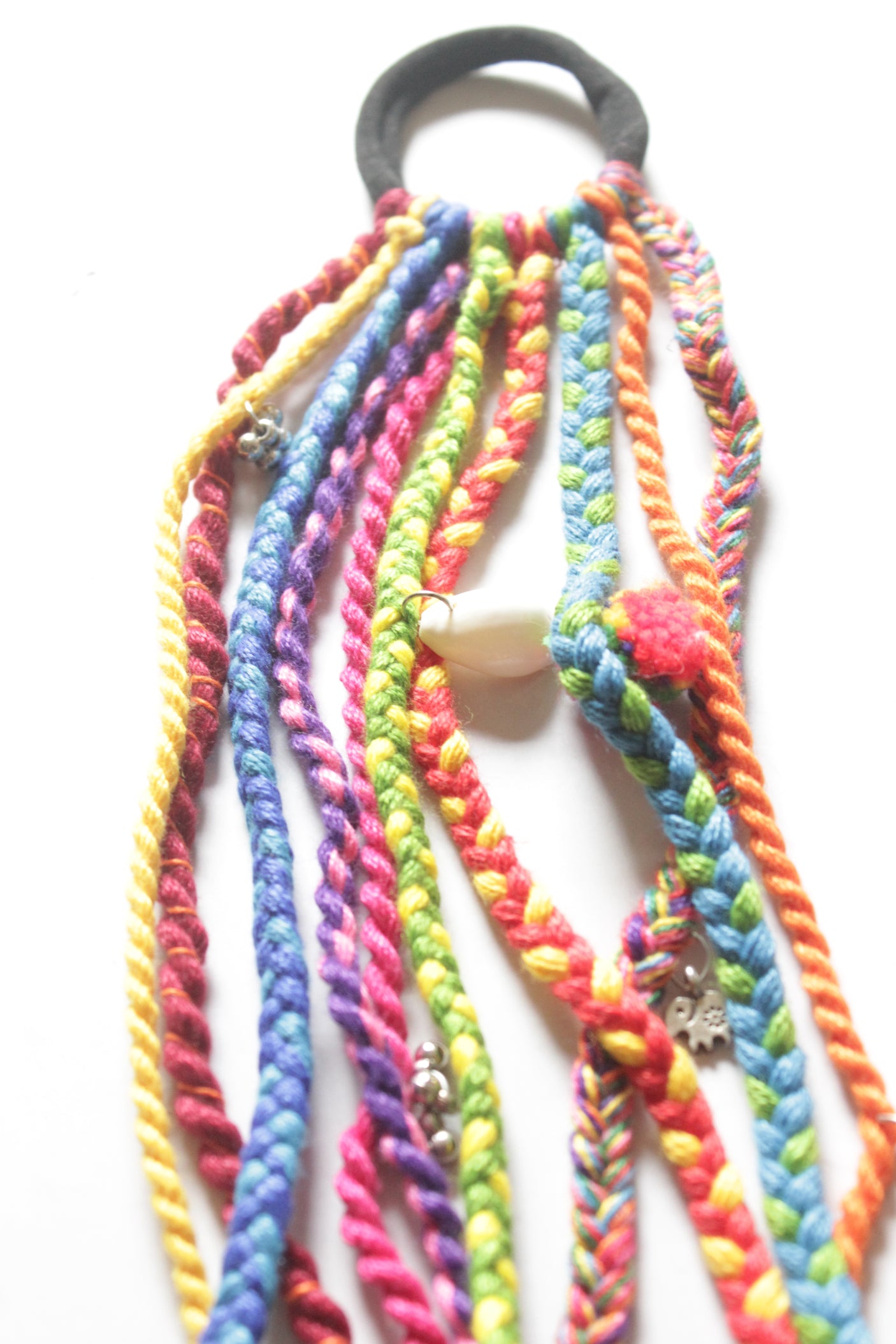 Multi-Color Hand Braided Threads and Metal Charms Hair Strings