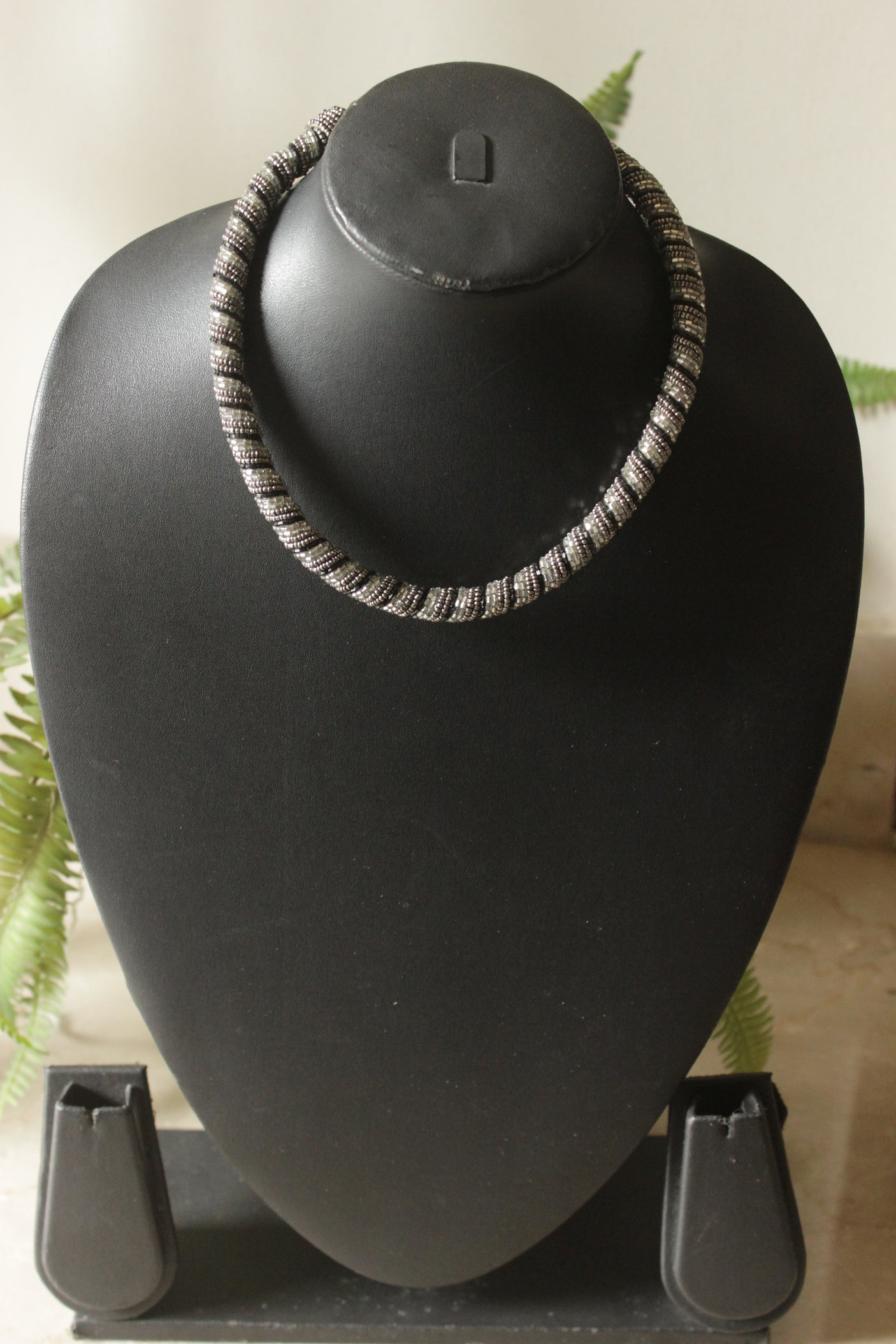 Black and Silver Beads Necklace
