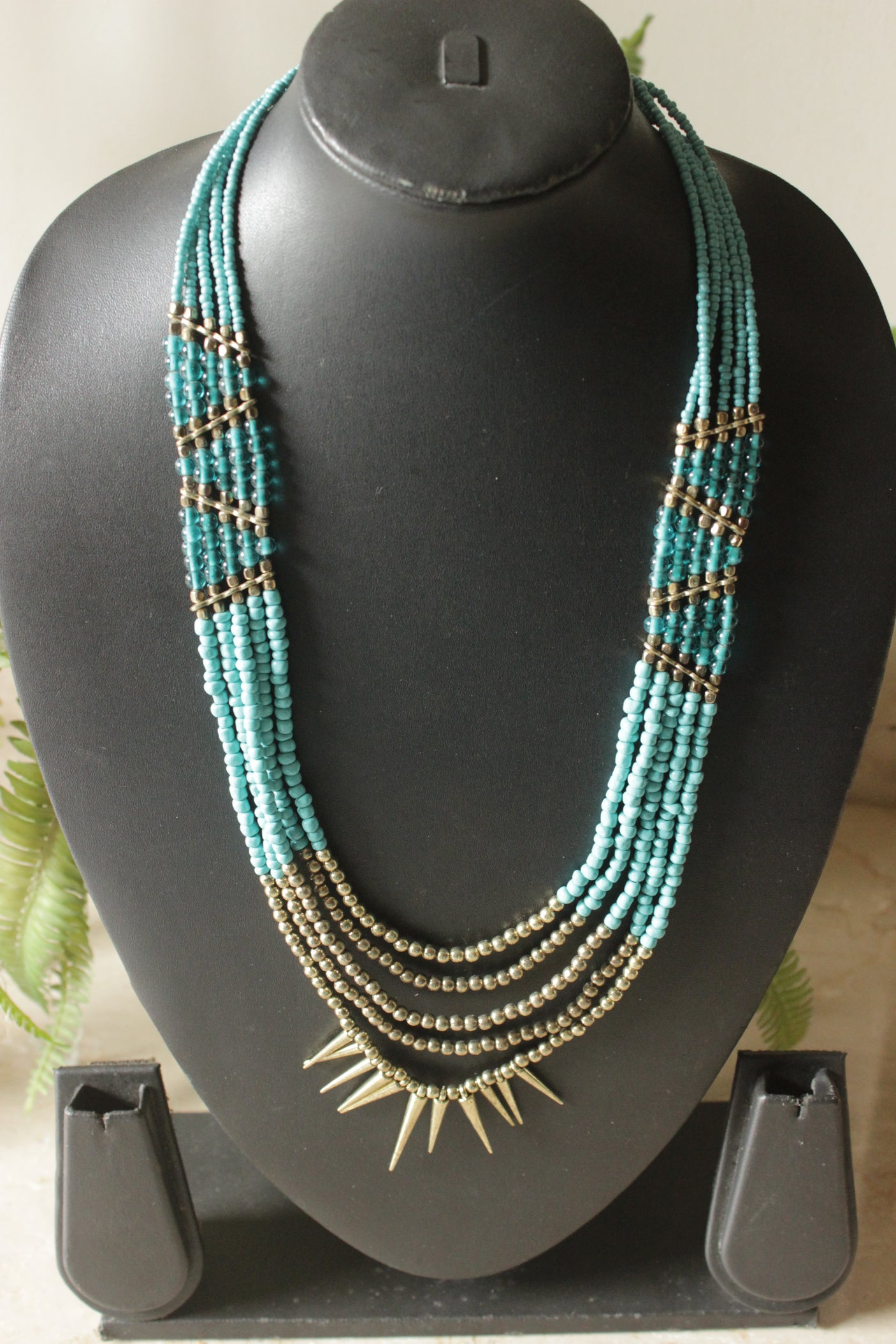 Acrylic and Metal Beads 4 Layer Boho Necklace