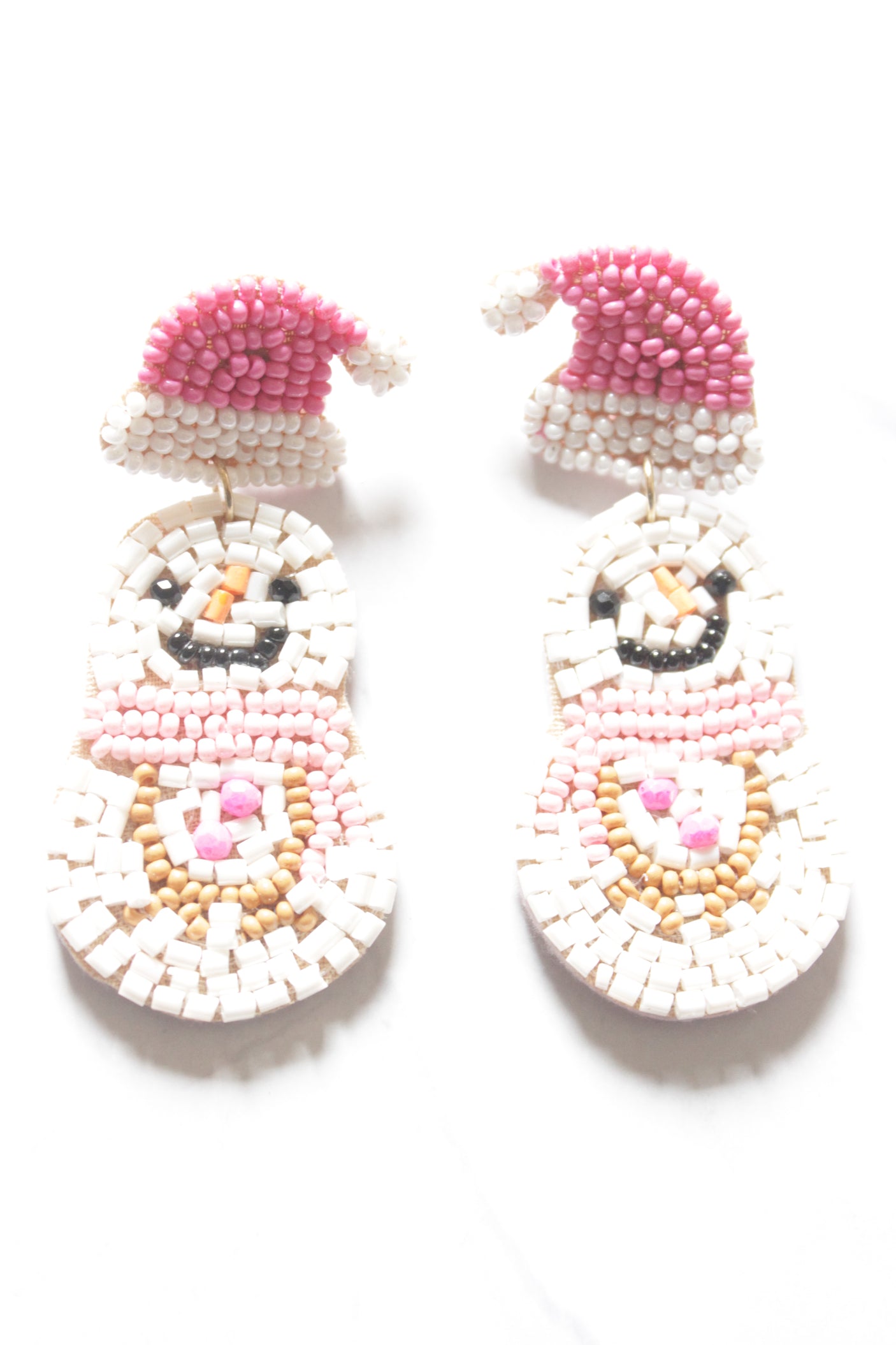 Snowman Handmade Beaded Earrings