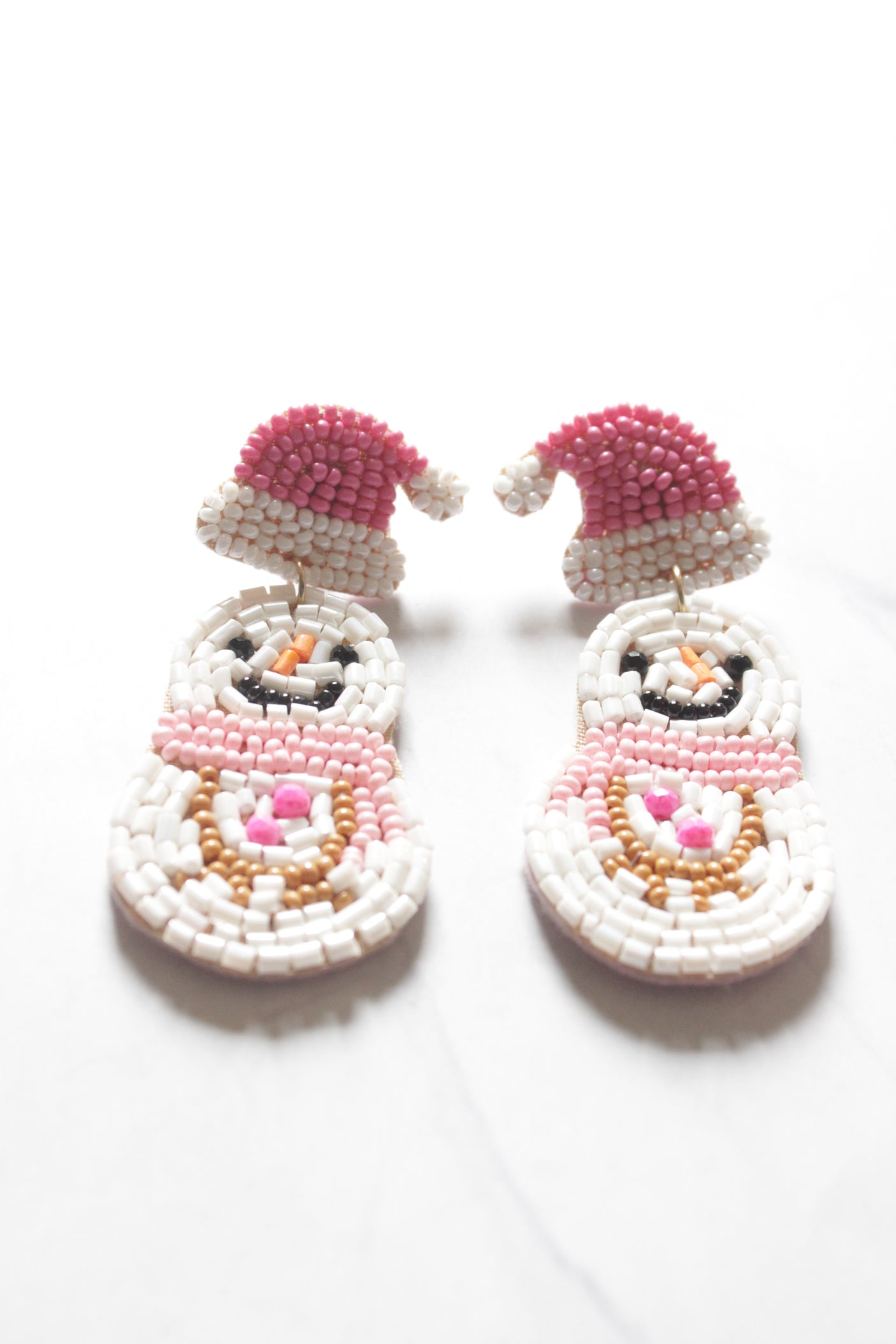 Snowman Handmade Beaded Earrings