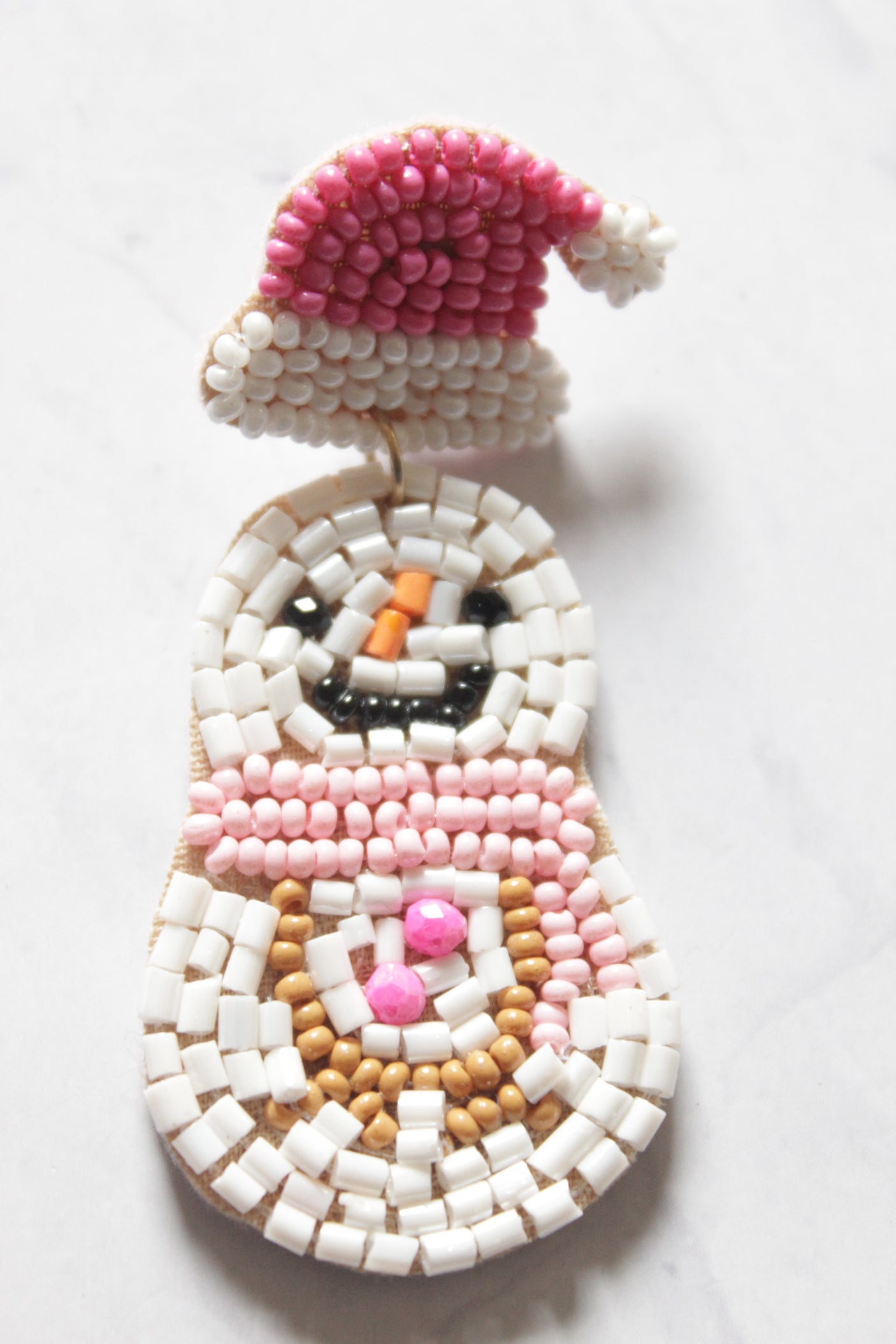 Snowman Handmade Beaded Earrings