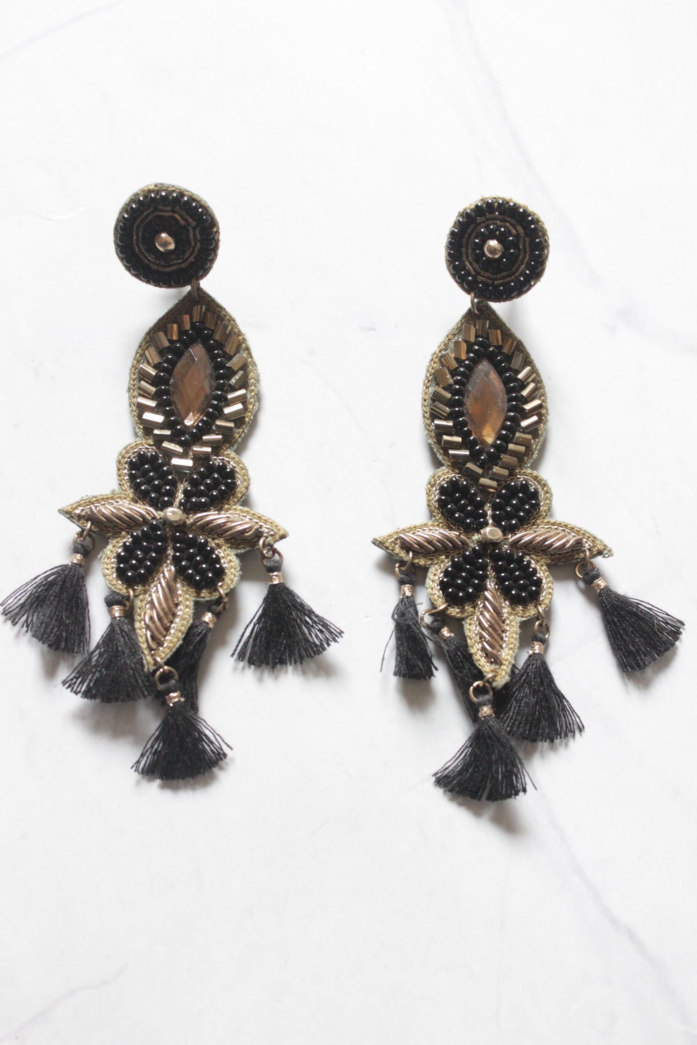 Black and Gold Dangler Earrings