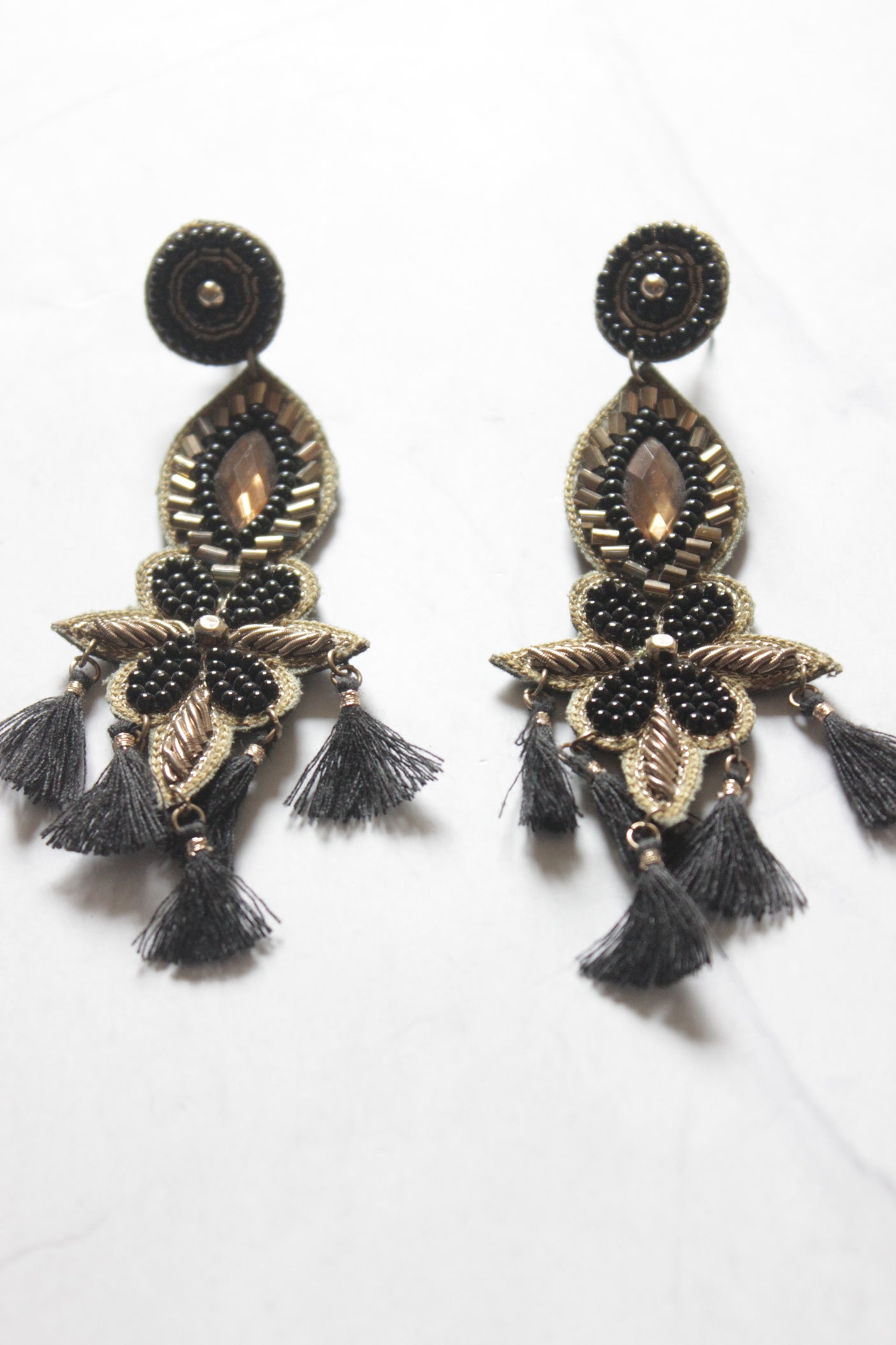 Black and Gold Dangler Earrings