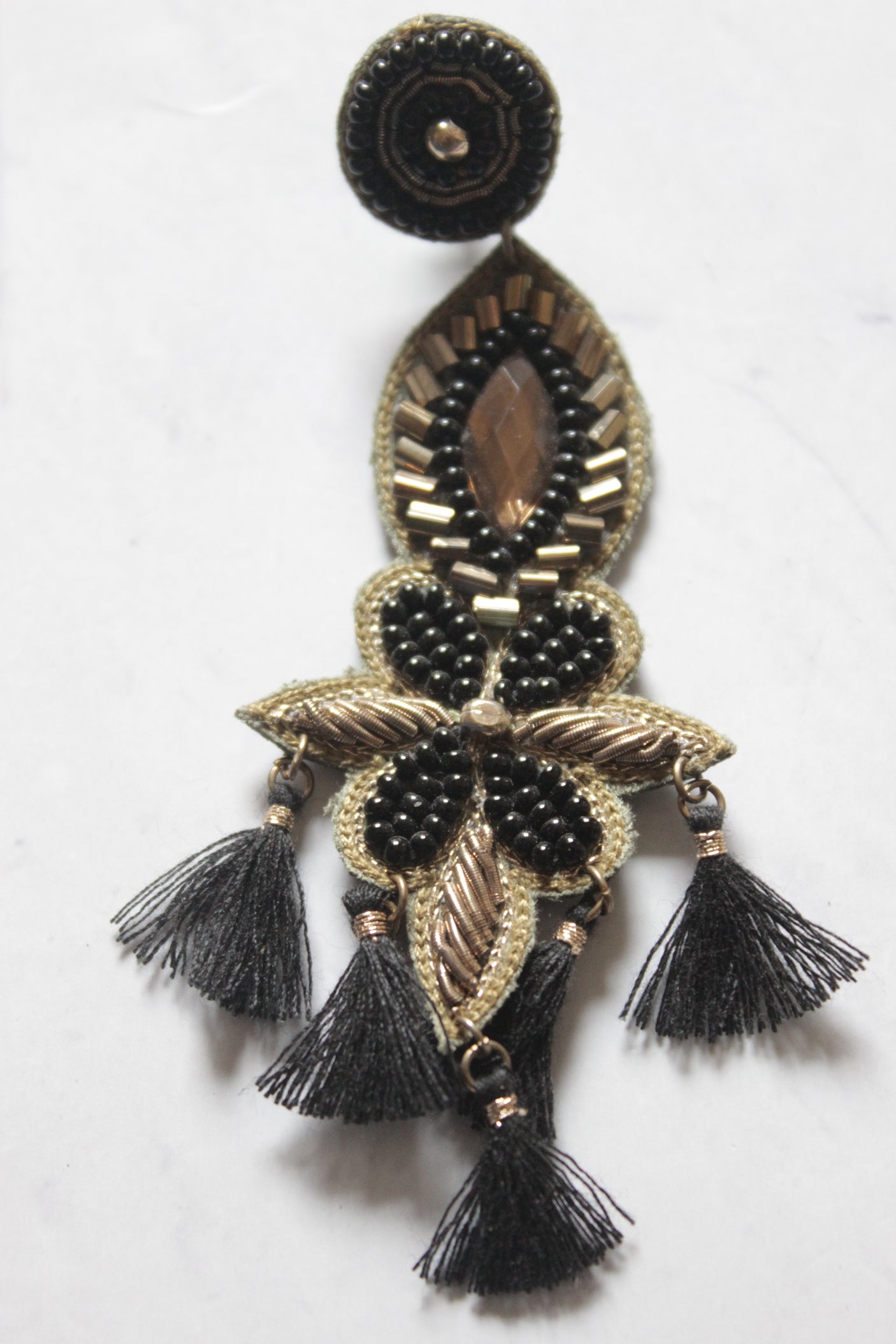 Black and Gold Dangler Earrings