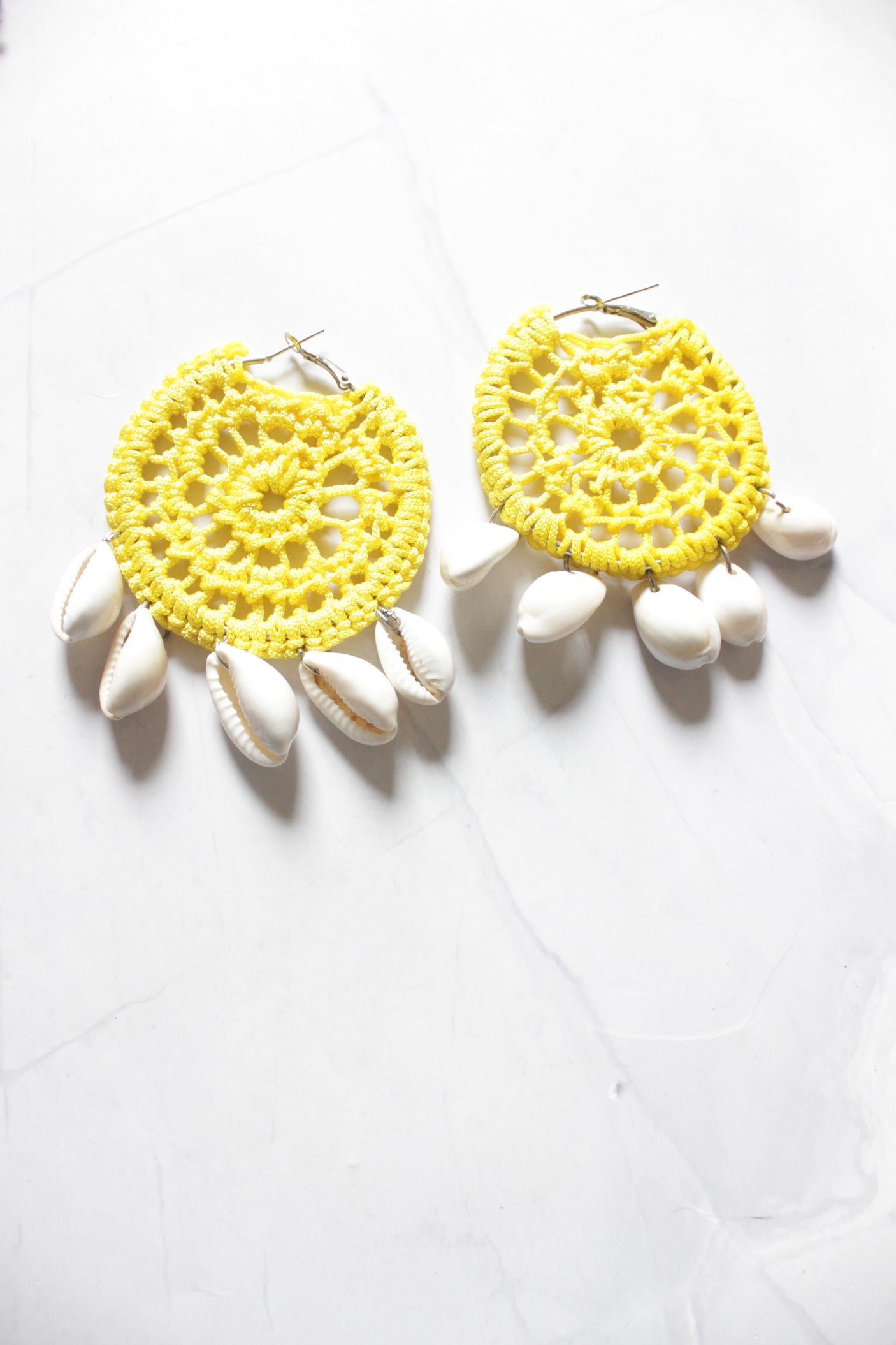 Yellow Handmade Crochet Earrings
