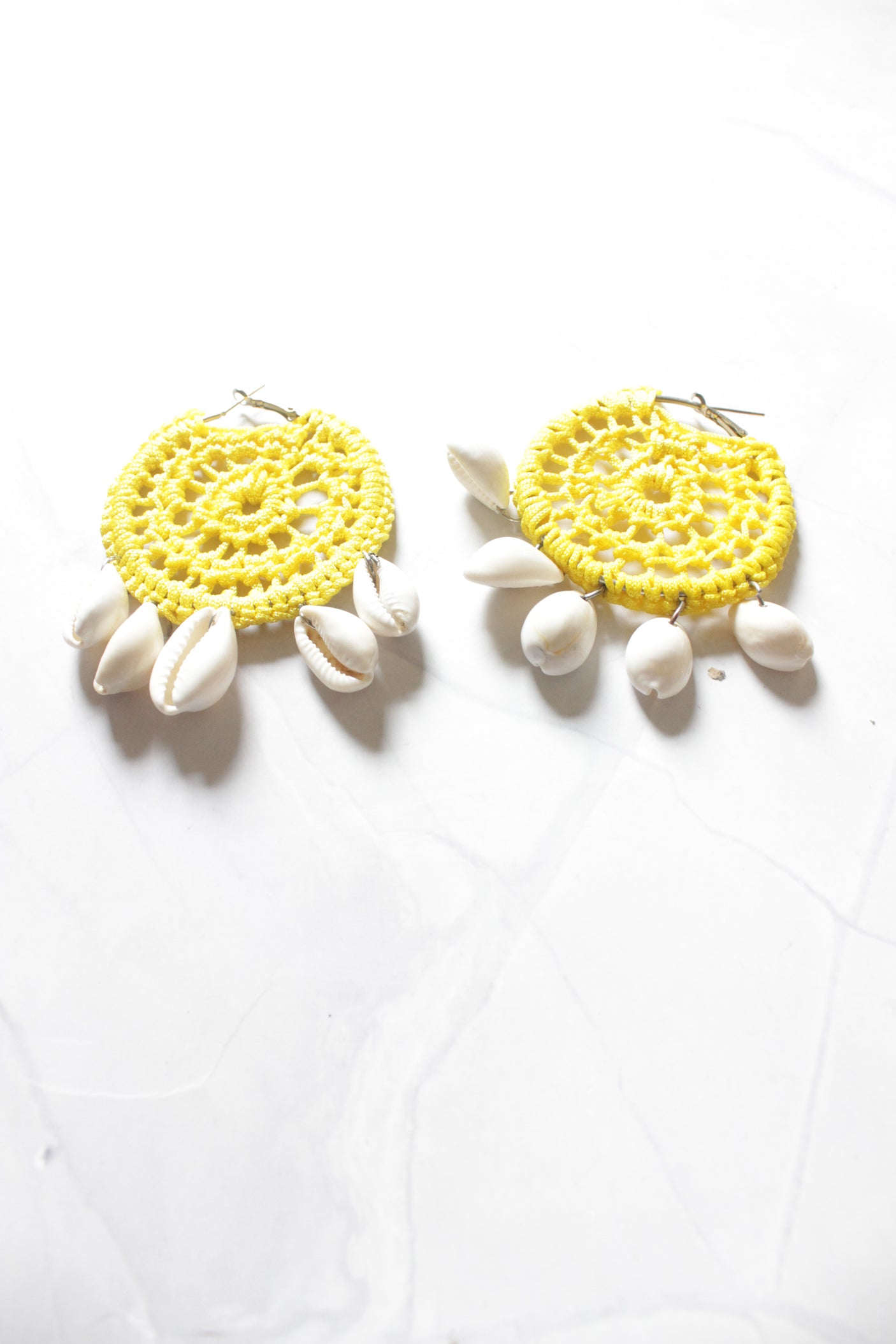 Yellow Handmade Crochet Earrings