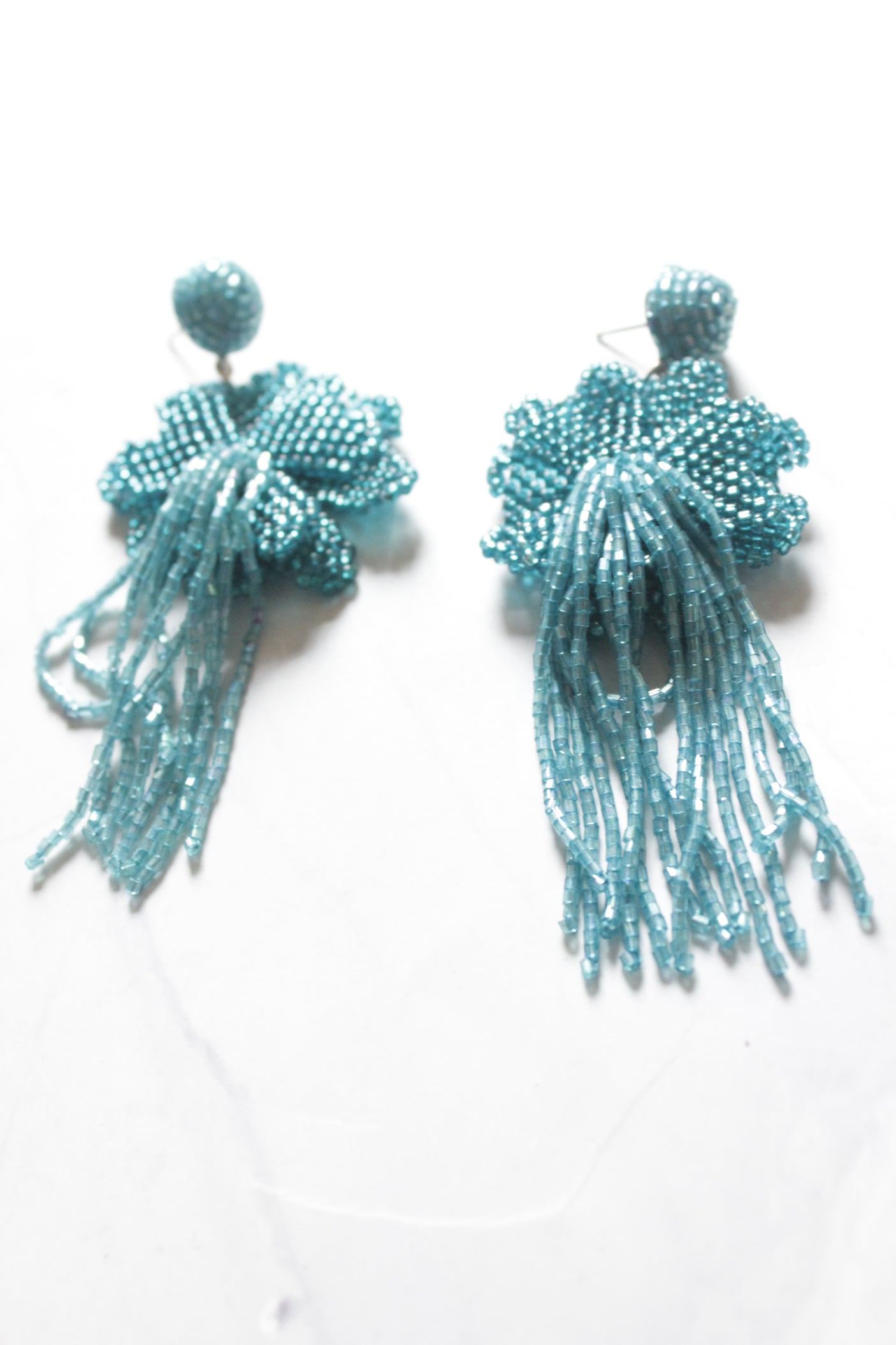 Blue Glass Beads Handmade Earrings