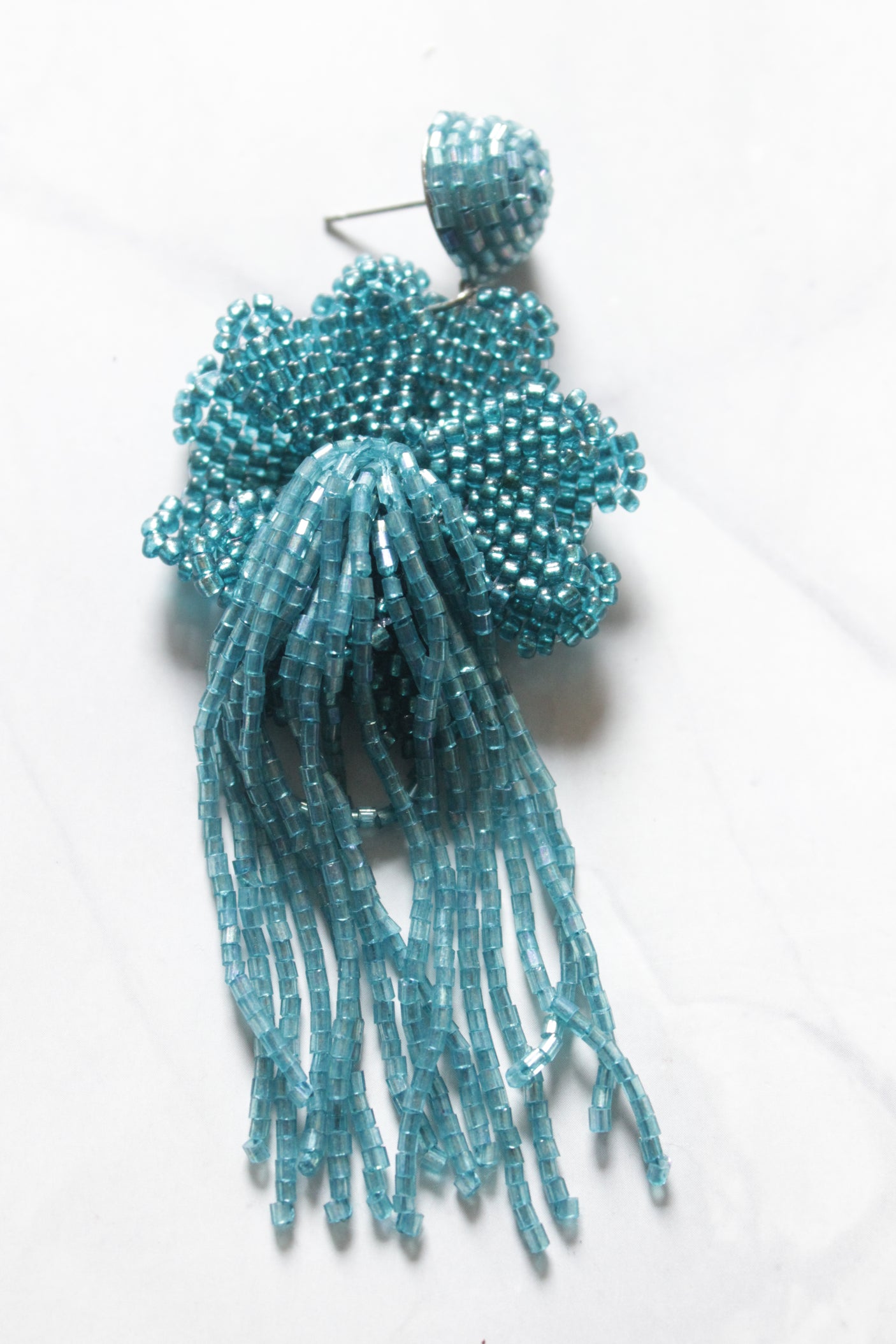 Blue Glass Beads Handmade Earrings