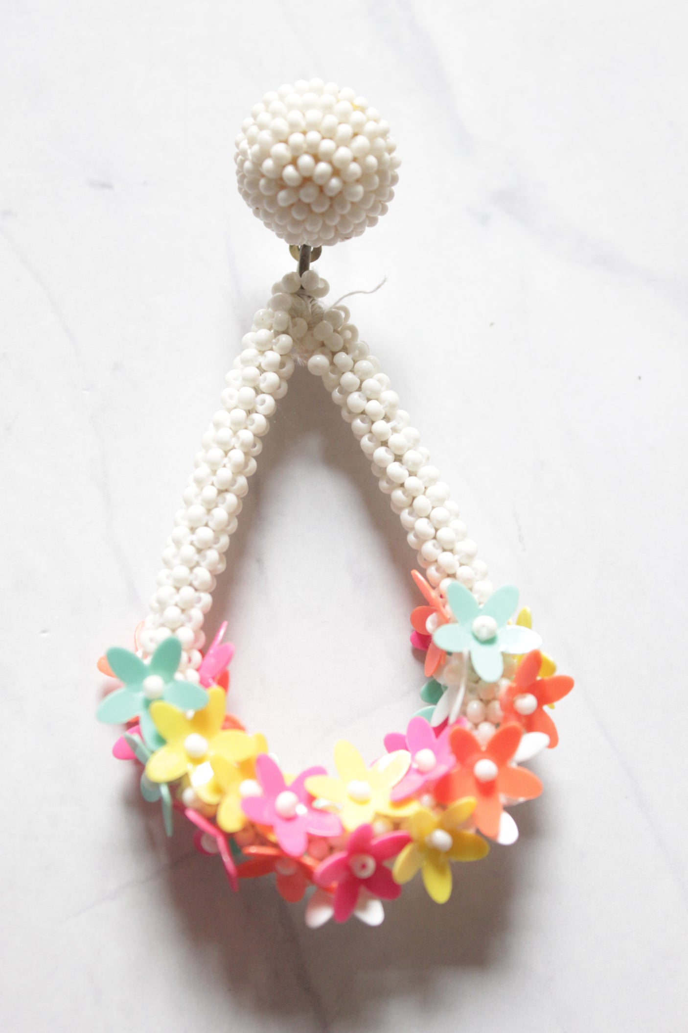 Multi-Color Flowers Vibrant Beaded Earrings