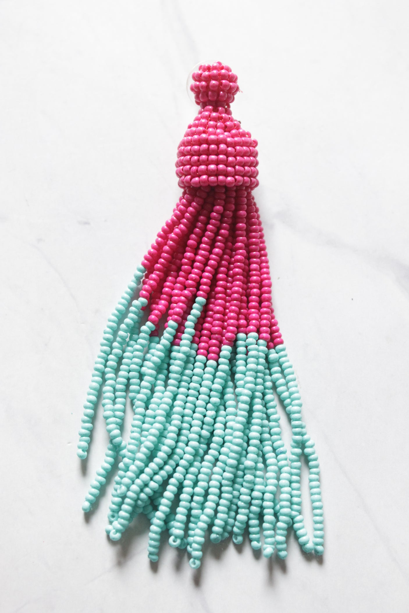 Blue and Pink Vibrant Beaded Earrings