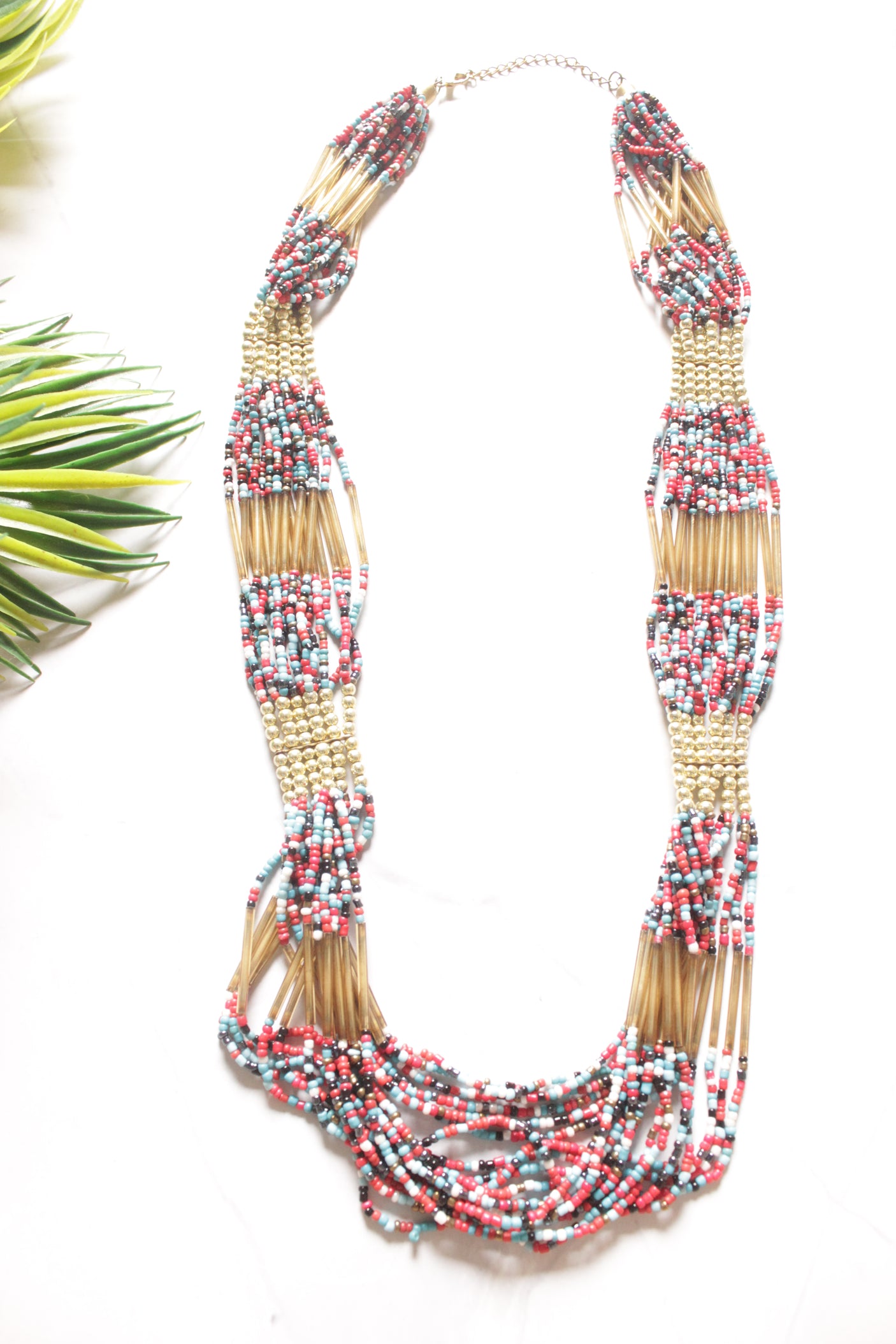 Multi-Color Beaded Handmade Boho Necklace