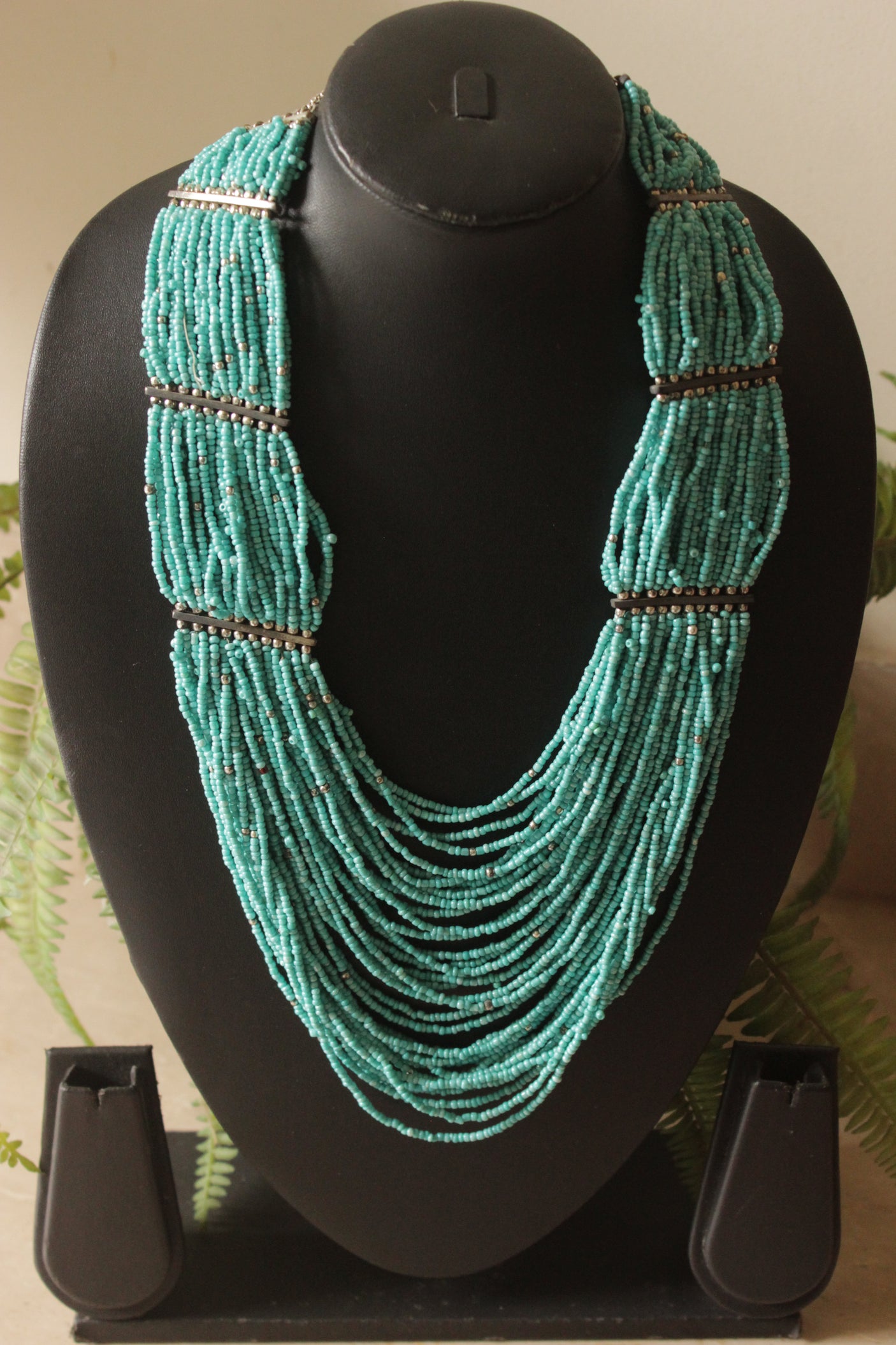Blue Beaded Multi-Layer Handmade Boho Necklace